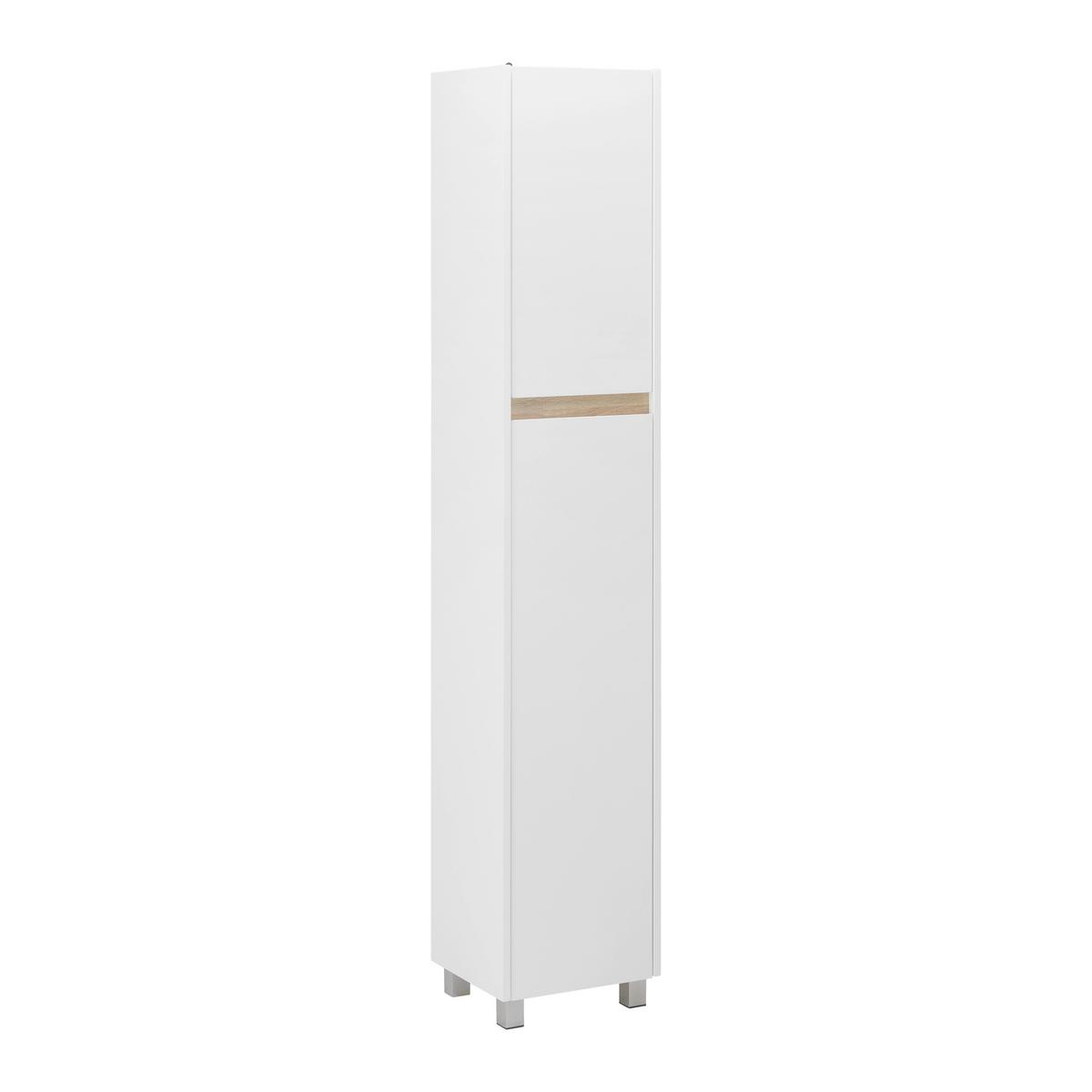 Hochschrank Massimo Weiß ca. 33x175x30 cm - Silberfarben/Weiß, MODERN, Kunststoff (33/175/30cm) - Bessagi Home