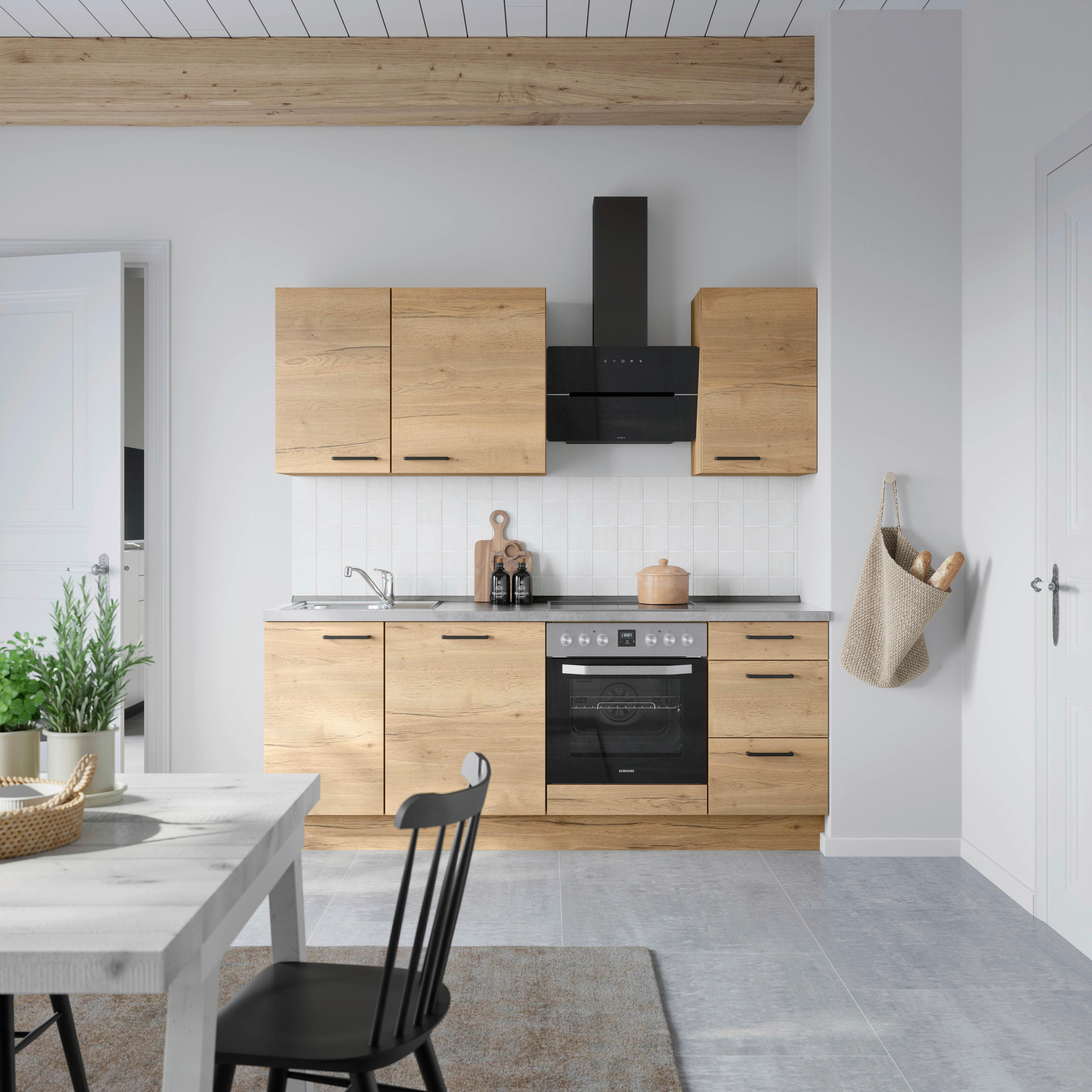 Küchenleerblock Structura High o. Geräte Eiche - Schieferfarben/Eichefarben, MODERN, Holzwerkstoff/Metall (210cm) - Nobilia