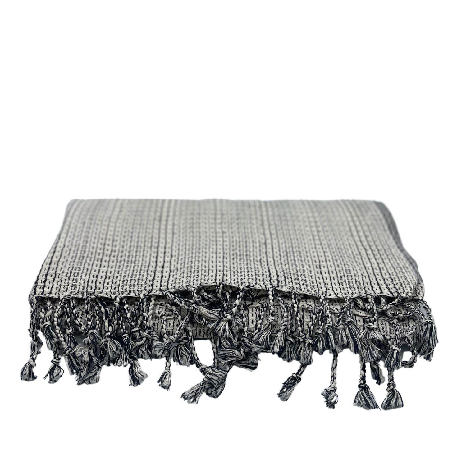 RĘCZNIK PLAŻOWY PLAID - szary, Konventionell, tkanina (85/170cm) - Esposa