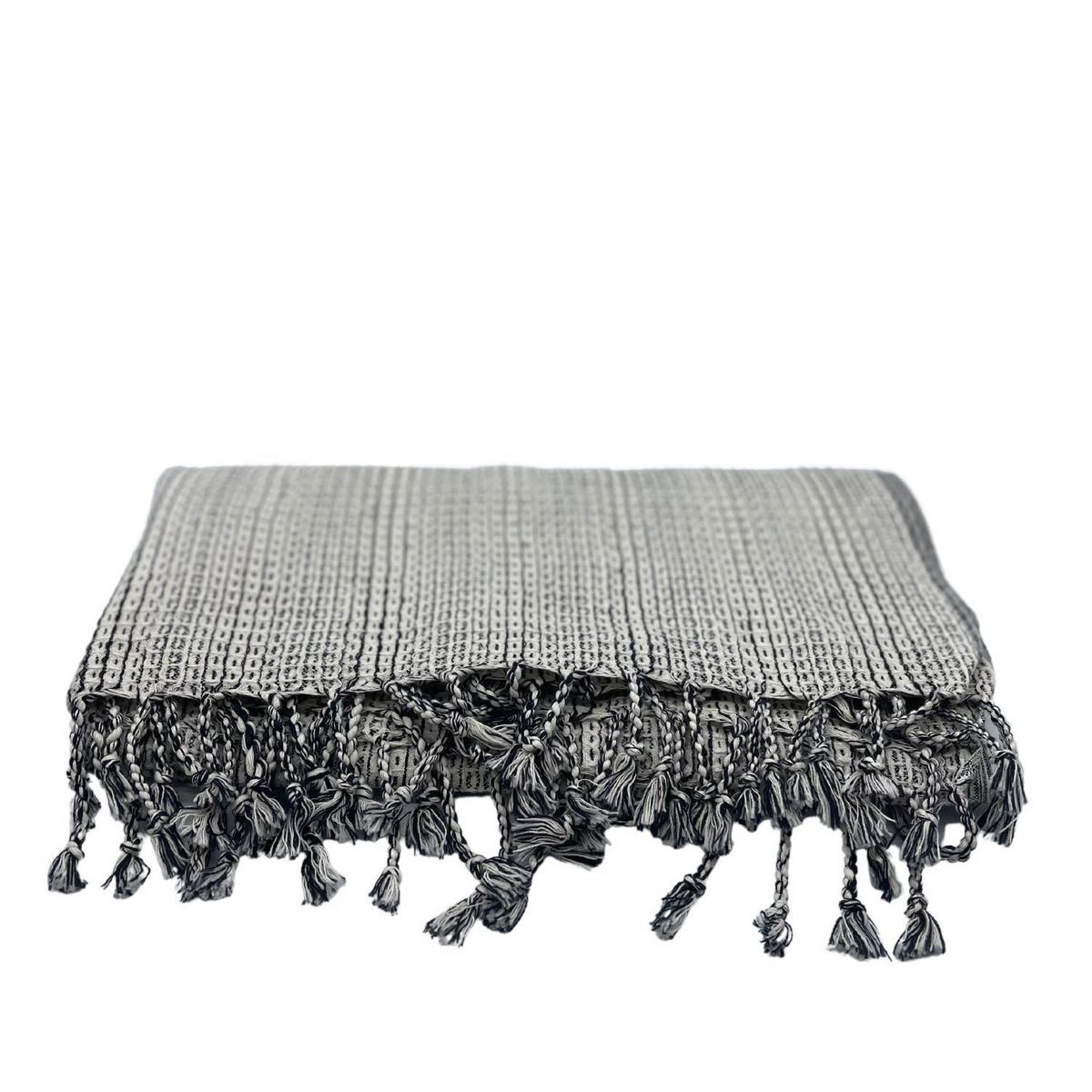 RĘCZNIK PLAŻOWY PLAID - szary, Konventionell, tkanina (85/170cm) - Esposa