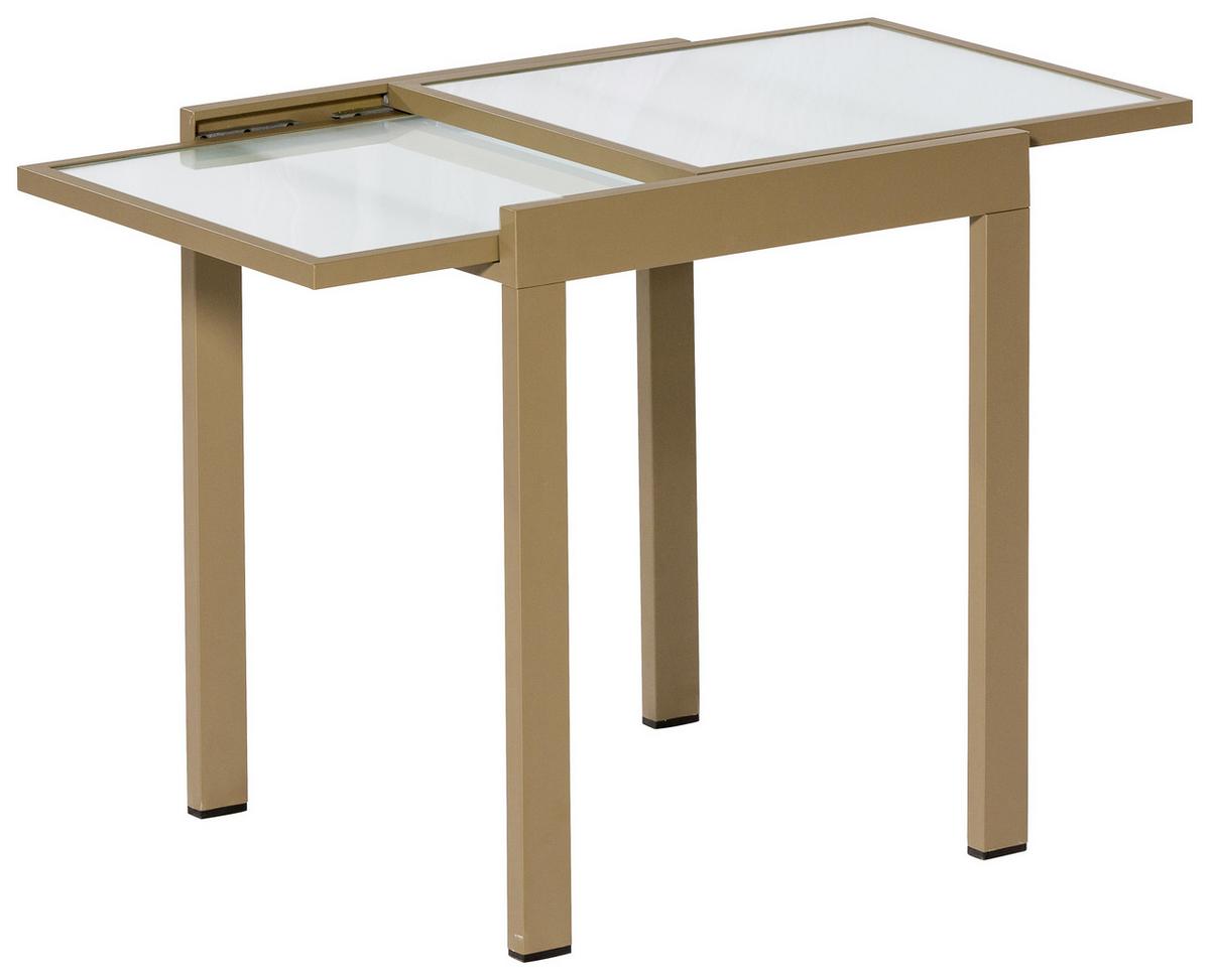 Raztegljiva Vrtna Miza Ambia, Steklo, Aluminij, 65-130x65 - bež, Konvencionalno, kovina/steklo (65/65/75cm) - Gardenson