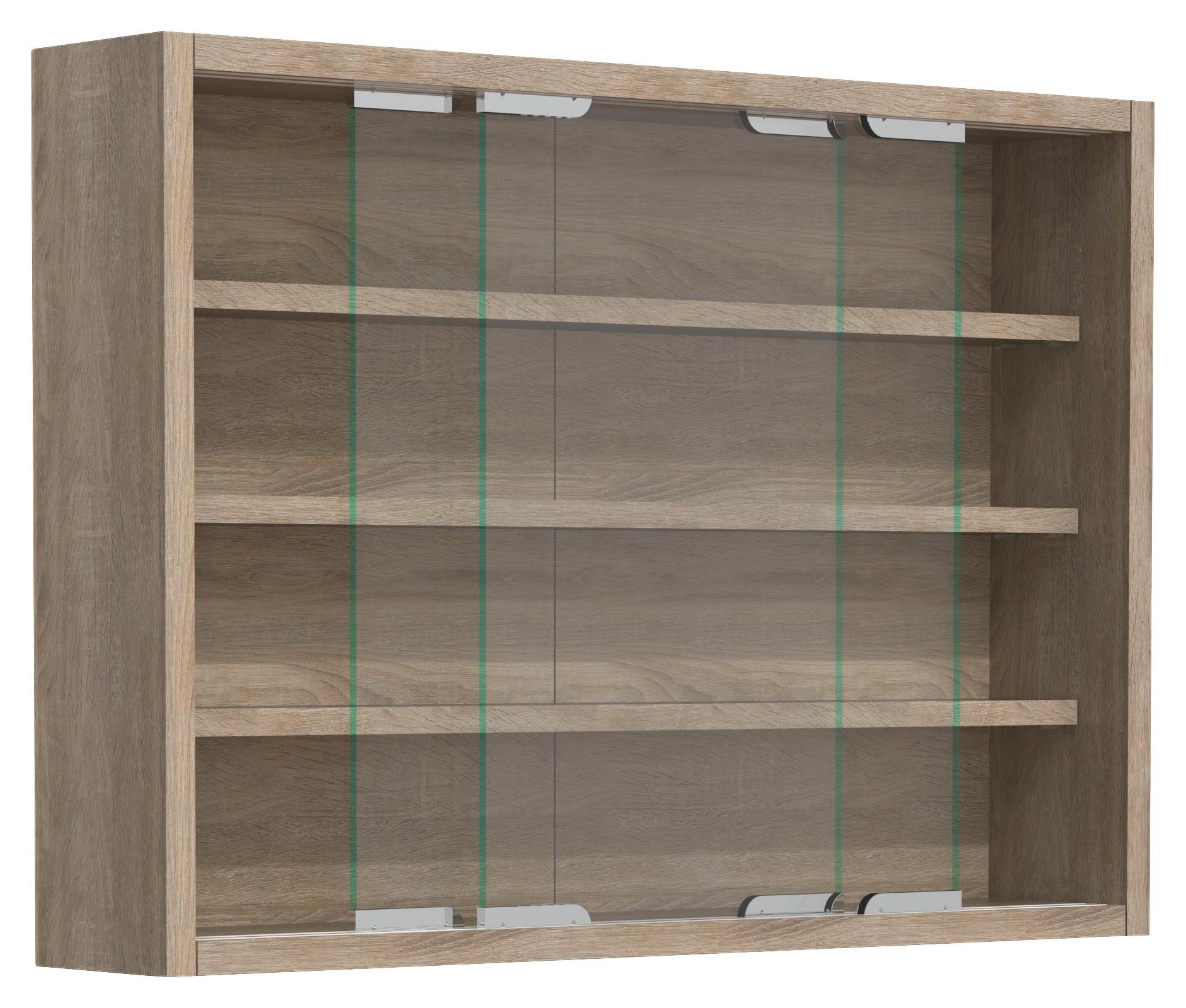 Viseča Vitrina Agisa M, Hrast - srebrne barve/hrast sonoma, Moderno, steklo/leseni material (57/40/10cm) - MID.YOU