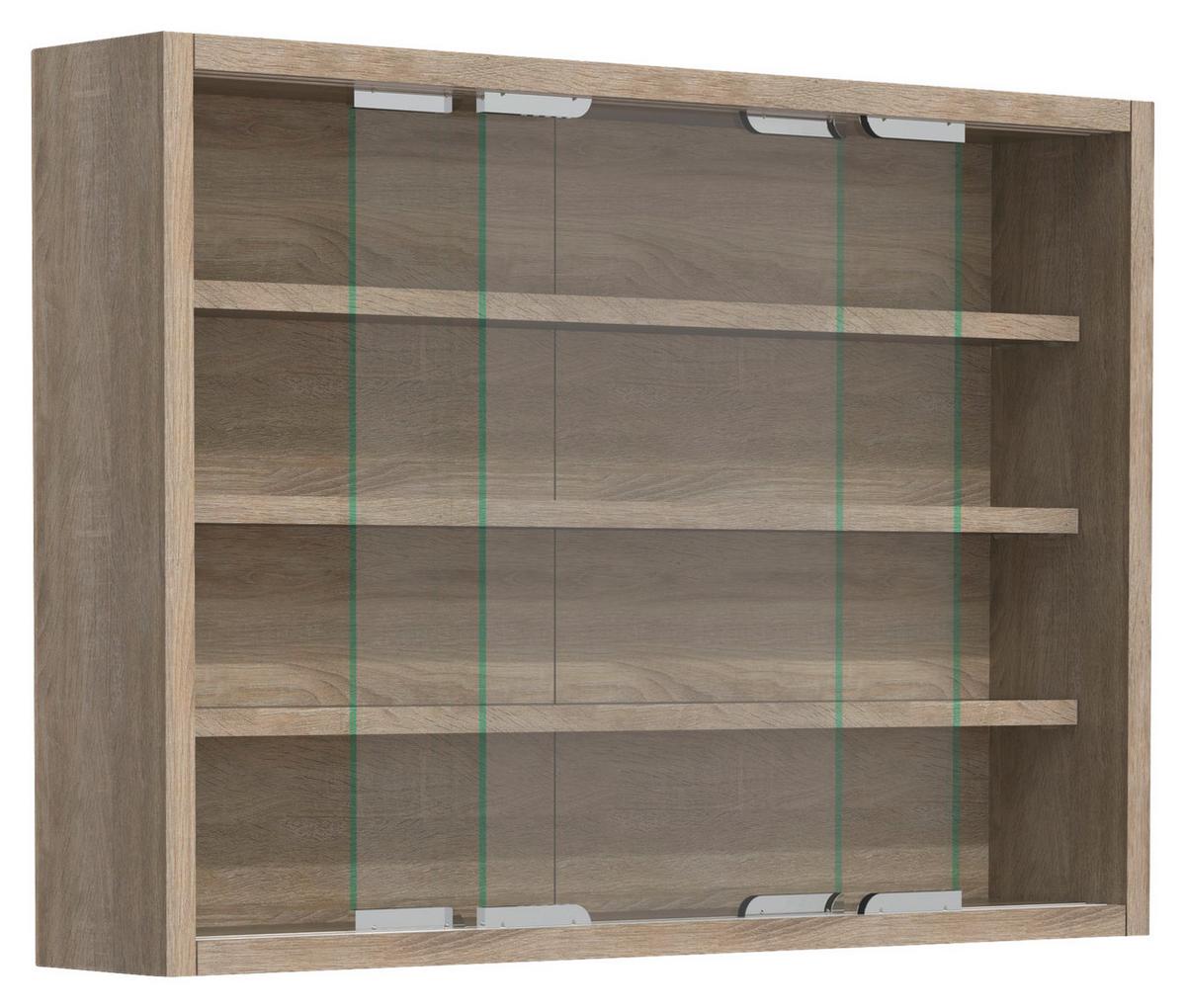 Viseča Vitrina Agisa M, Hrast - srebrne barve/hrast sonoma, Moderno, steklo/leseni material (57/40/10cm) - MID.YOU