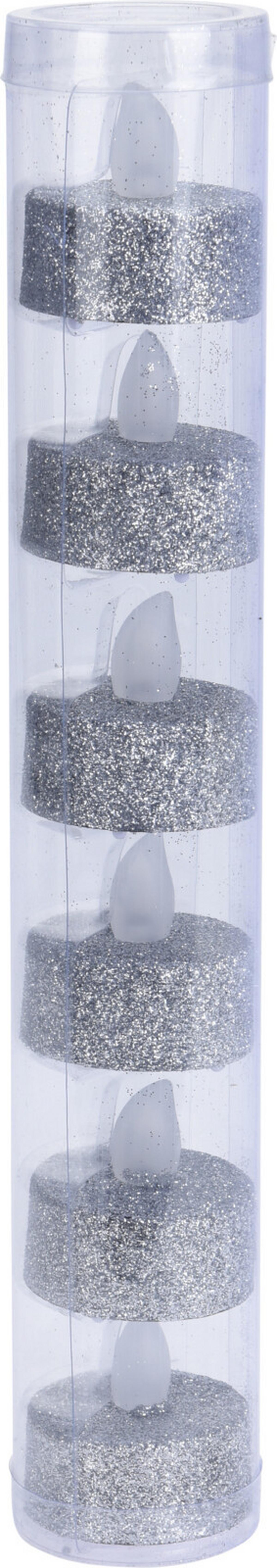 LED-es Teamécses Glitter 6db/csomag - szürke, műanyag (3,8/4cm)
