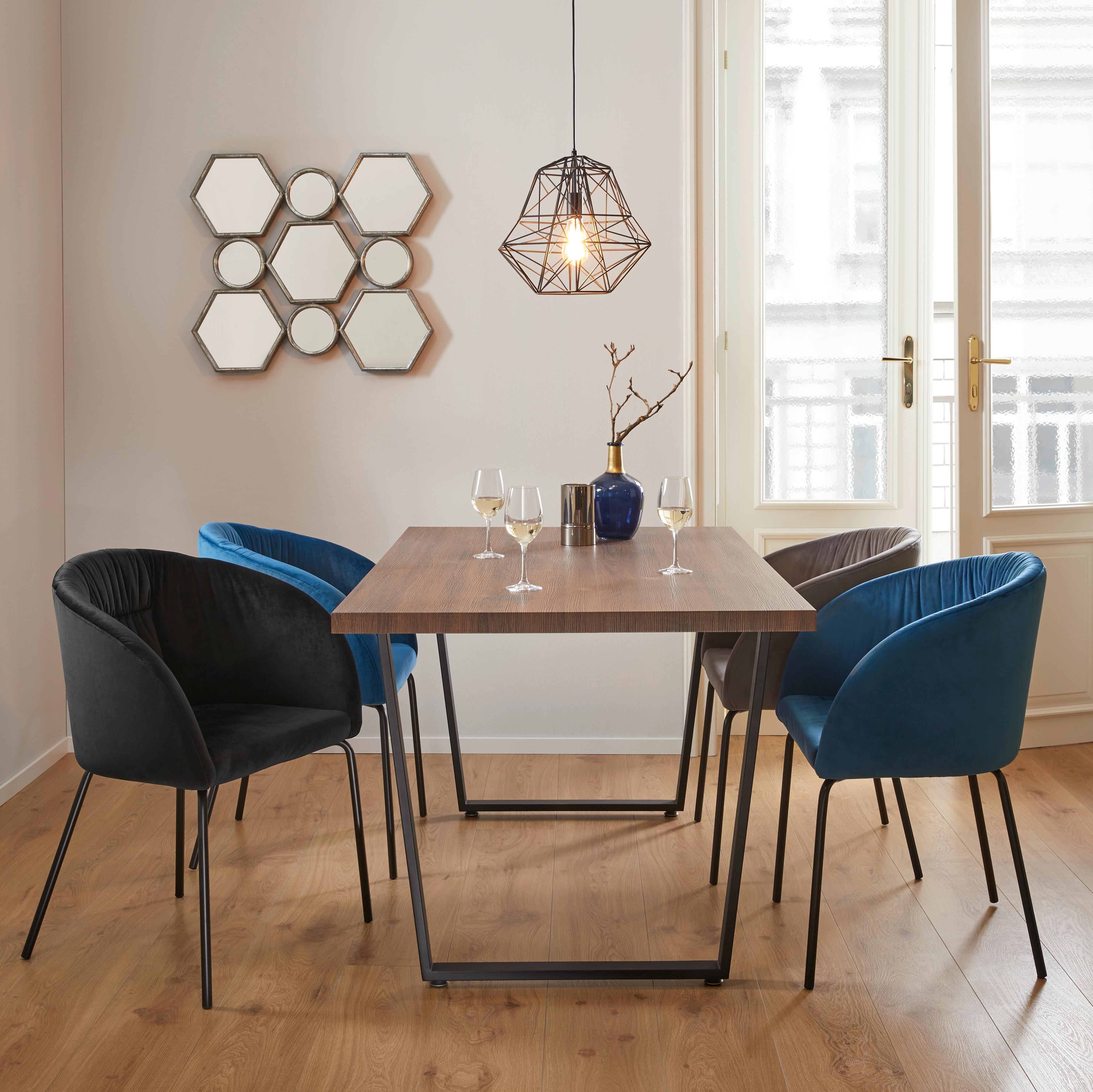 Esstisch in Walnussfarben Dave ca. 160x90cm - Walnussfarben/Schwarz, Modern, Holz/Metall (160/76/90cm) - Bessagi Home