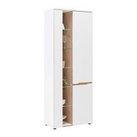 Vitrine Dallas Weiss/Eiche Artisan - Weiss/Schwarz, Modern, Holzwerkstoff (75/197/38cm) - Premium Living
