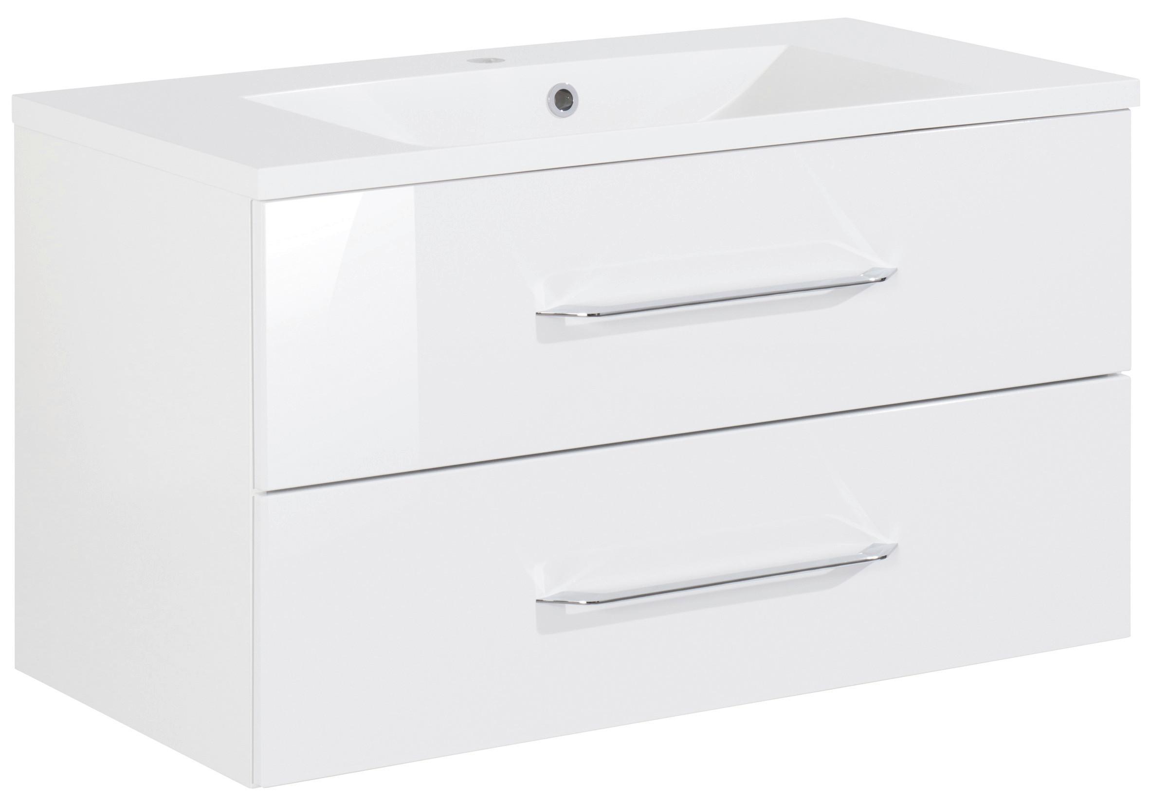 Waschtischkombi "B.Clever" , weiß - Alufarben/Weiß, MODERN, Holzwerkstoff/Kunststoff (90cm) - MID.YOU