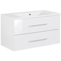 Waschtischkombi "B.Clever" , weiß - Alufarben/Weiß, MODERN, Holzwerkstoff/Kunststoff (90cm) - MID.YOU