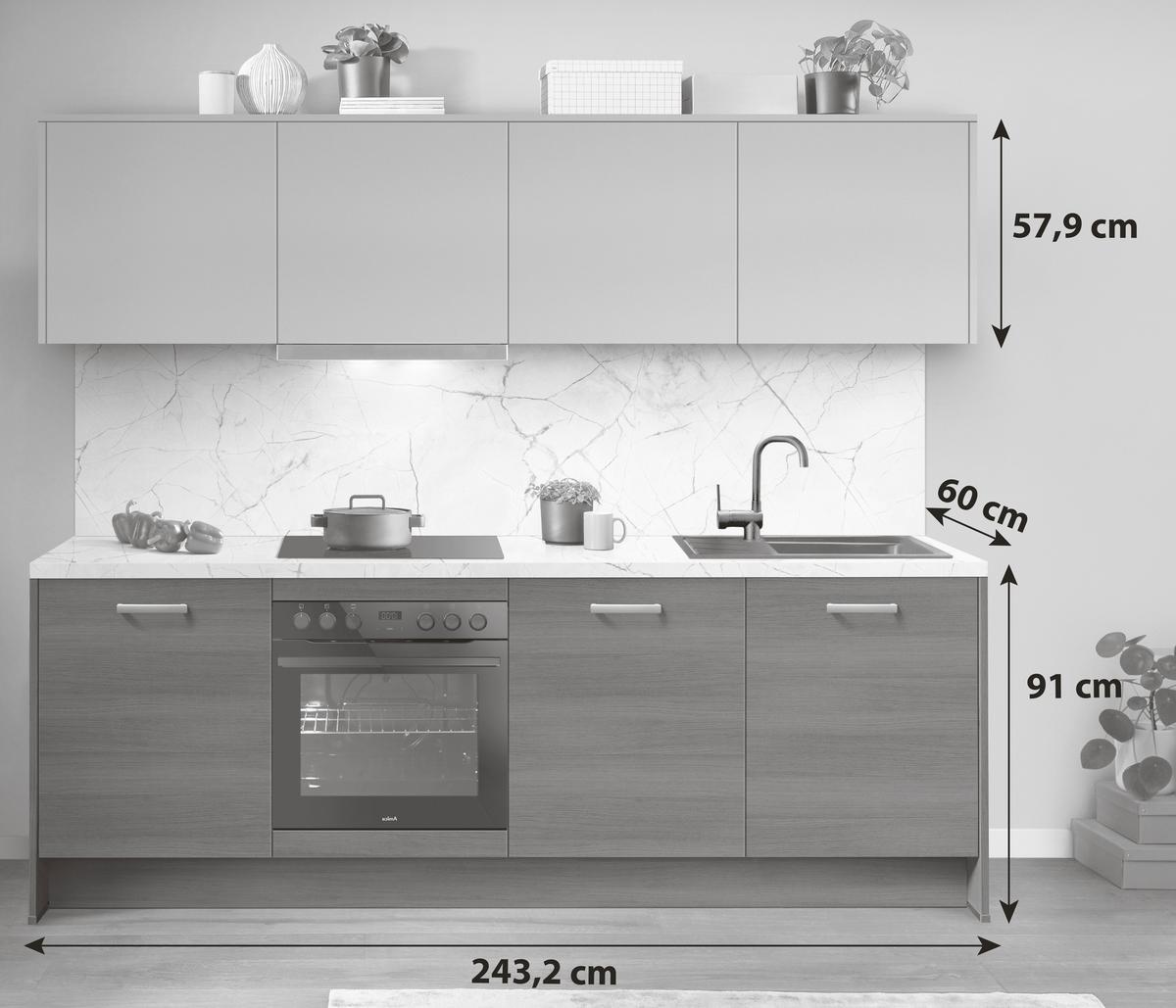 Kuhinjski Blok Ip2200 - bela/temni hrast, Moderno, leseni material (243,2cm) - Impuls