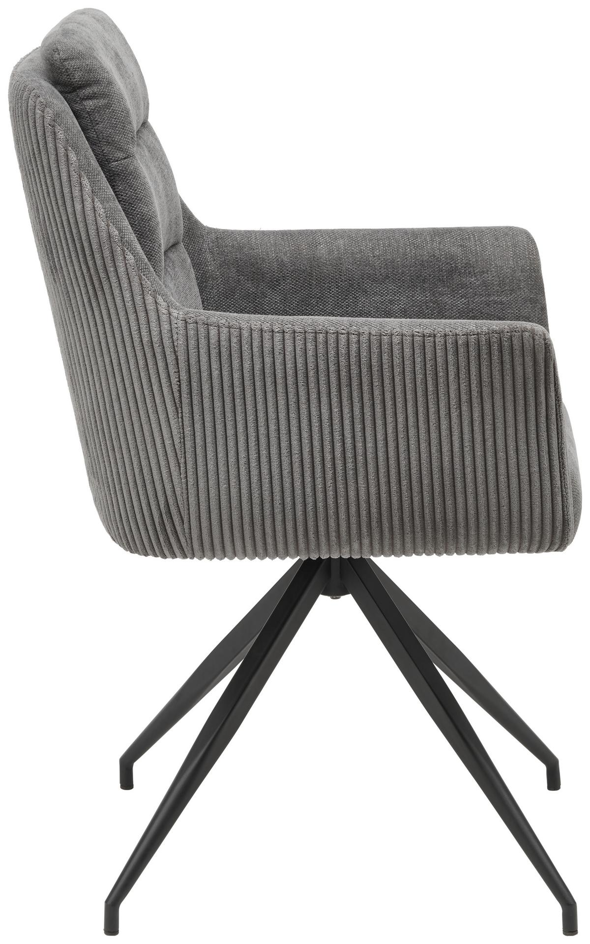 KRZESŁO Z PODŁOKIETNIKAMI ISEO - czarny/szary, Modern, metal/drewno (61/93/61cm) - Livetastic