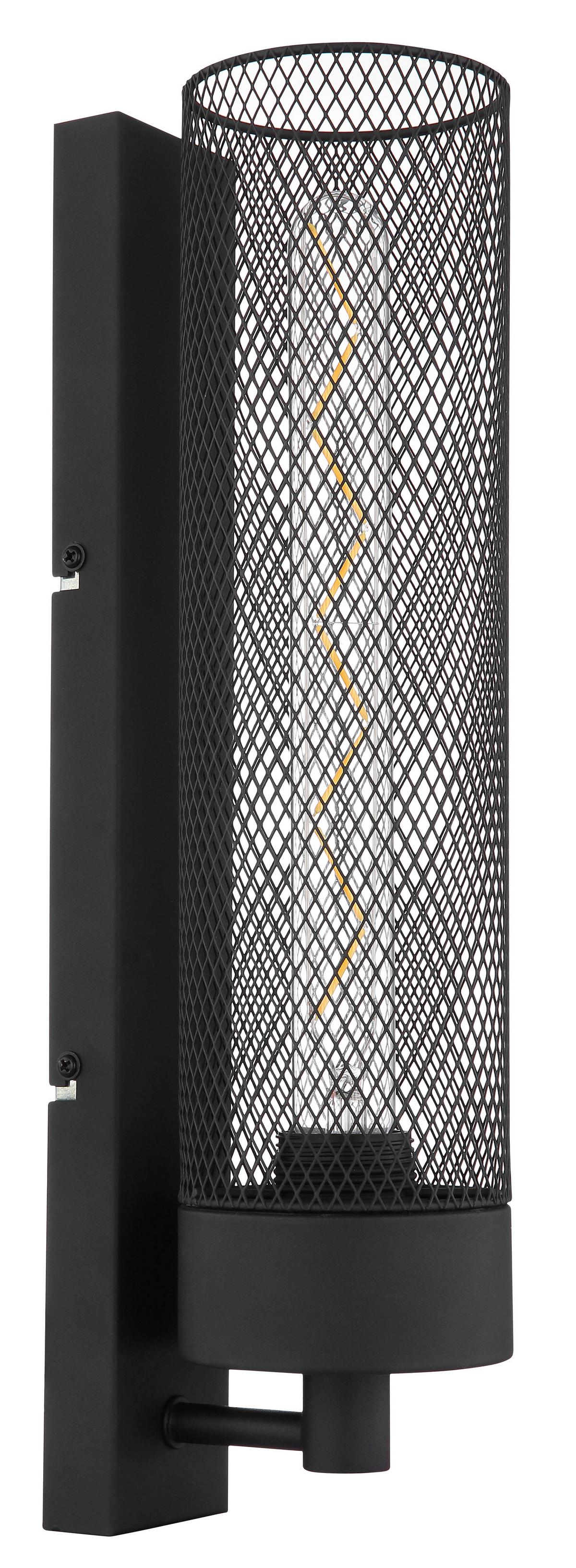 Wandleuchte Hans Schwarz matt max. 40 Watt - Schwarz, Design, Metall (9,5/41cm) - Globo