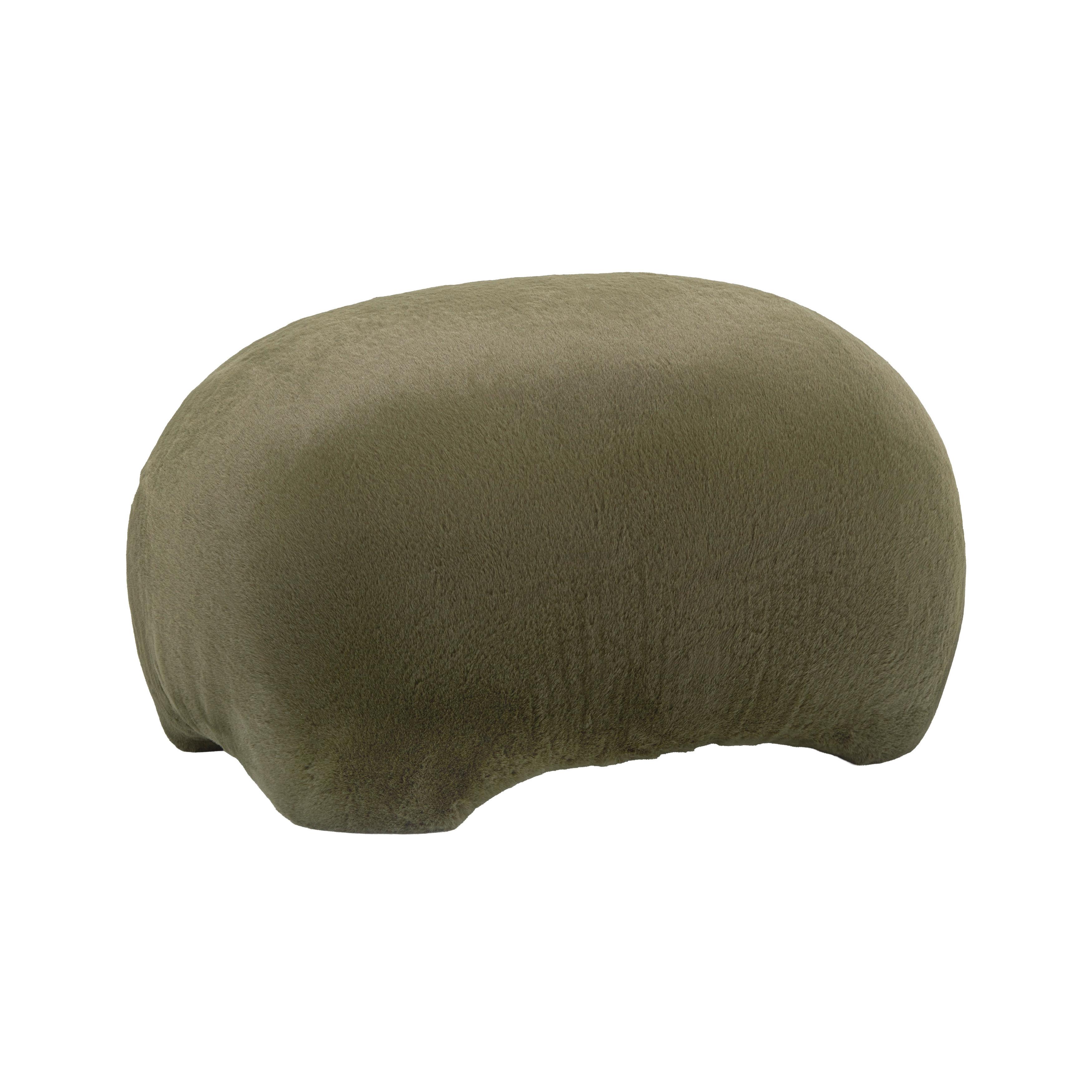 Hocker Marla Grün Kunstfell - Grün, MODERN, Holzwerkstoff/Textil (61,5/36,5/49cm) - Mömax