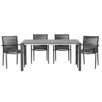 Gartenset 5-tlg. Metall/Textil /Kunststoff/Holzwerkstoff - Dunkelgrau/Anthrazit, Basics, Holzwerkstoff/Kunststoff (180+68/98/74cm)