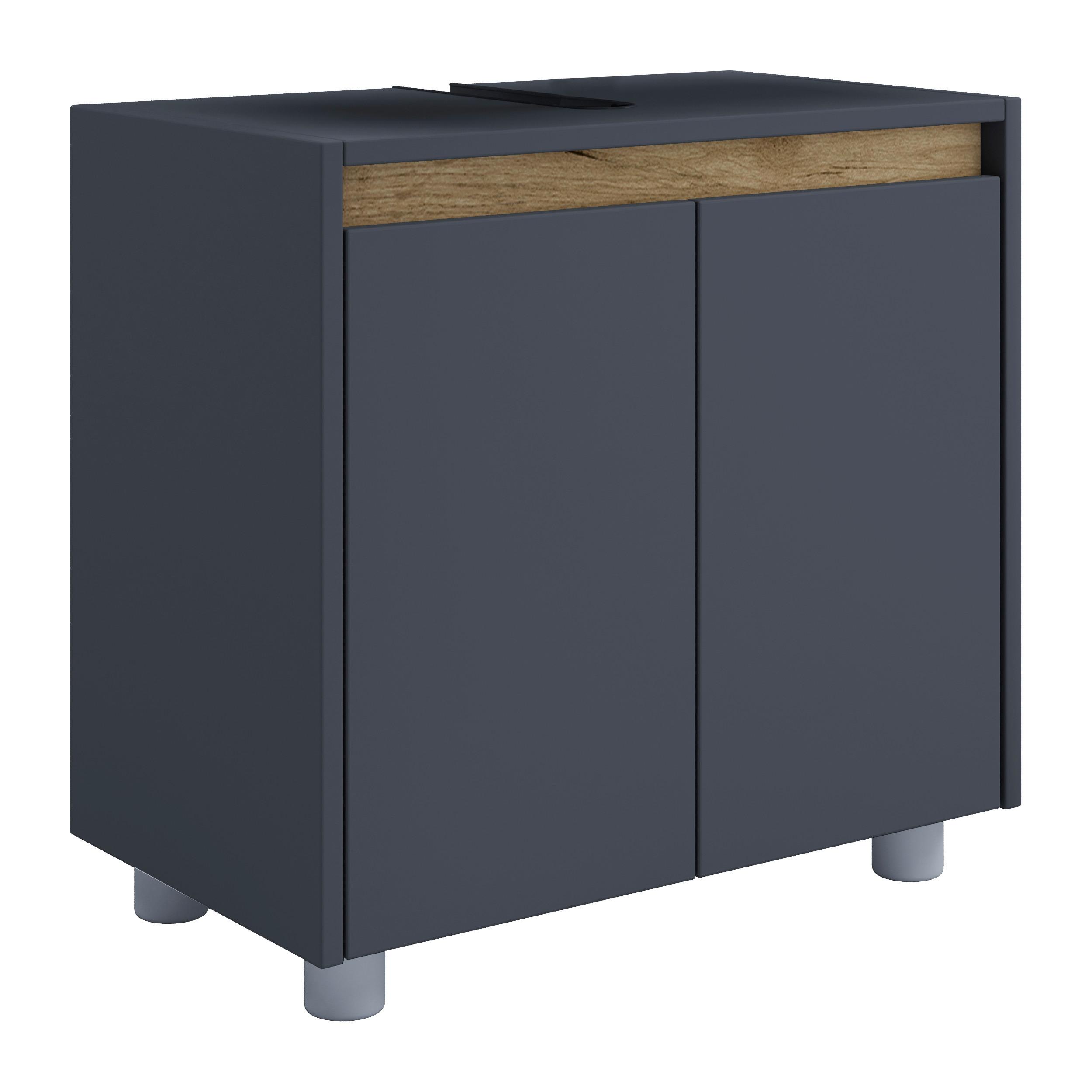 Waschbeckenunterschrank Cosila - Honigeiche/Anthrazit, Trend, Holzwerkstoff/Kunststoff (57/55/33cm) - MID.YOU
