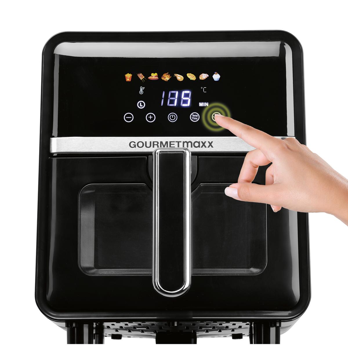 FRYTKOWNICA BEZTŁUSZCZOWA 16539 - kolor srebrny/czarny, Basics, tworzywo sztuczne/metal (36,5/25/30cm) - GOURMETMAXX