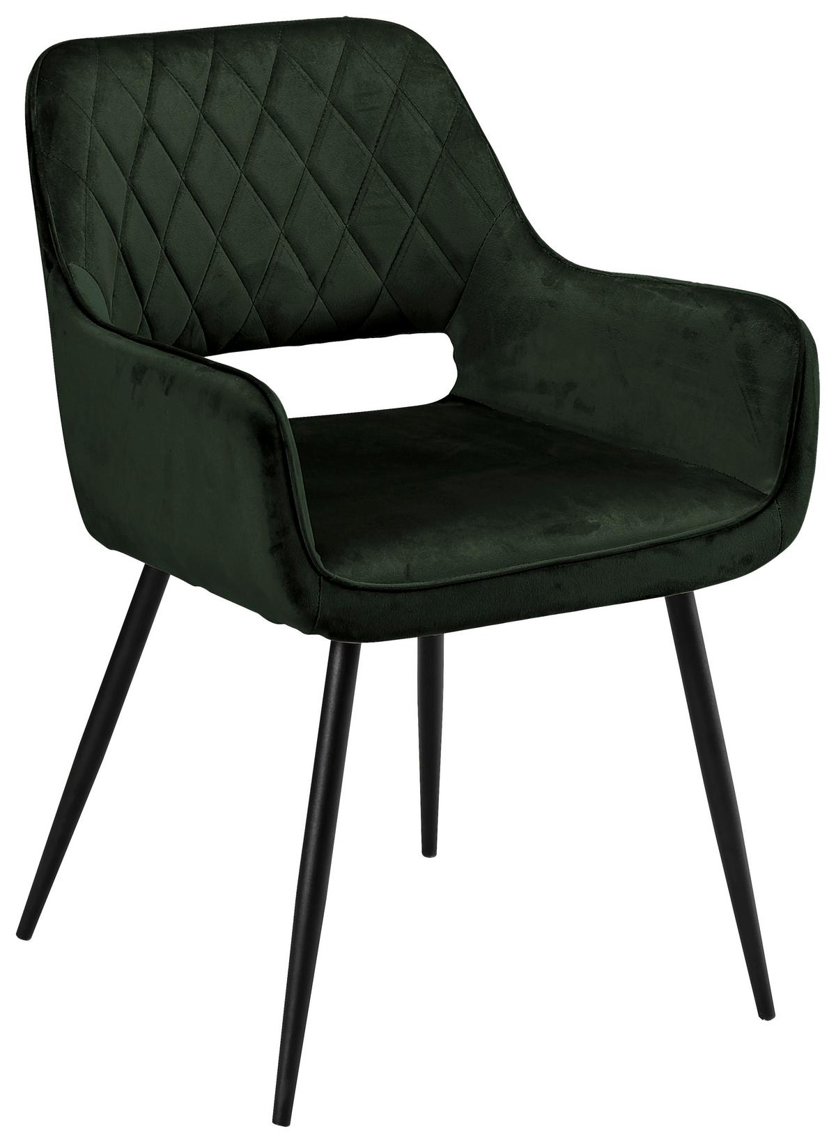 Scaun cu brate SERAFINA - verde închis, Modern, lemn/metal (55/79/59cm) - Mömax