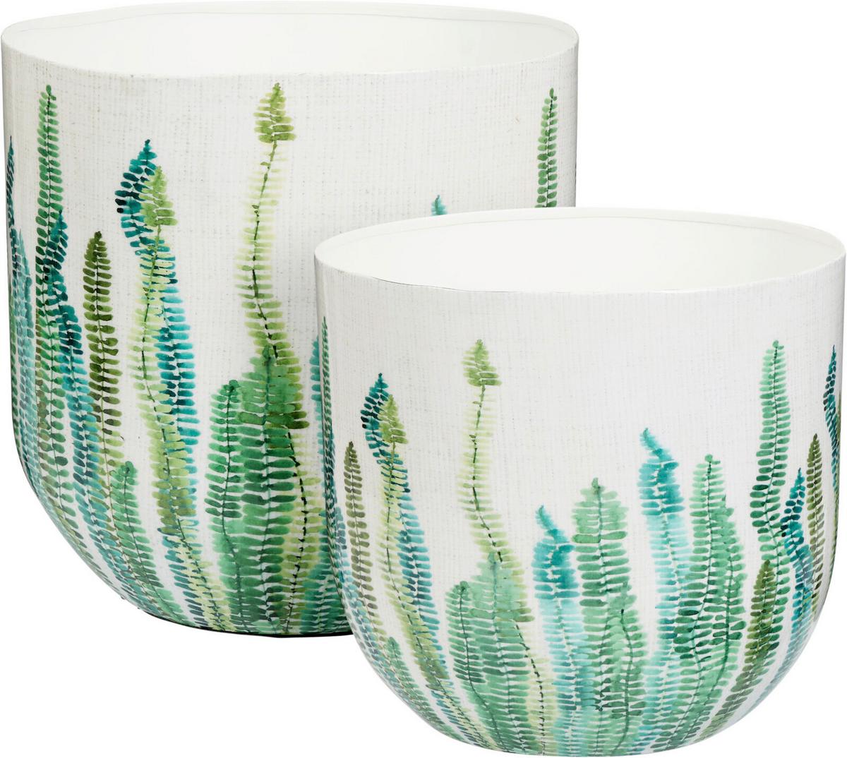 Kaspószett Leaf Print - fehér, Modern, fém