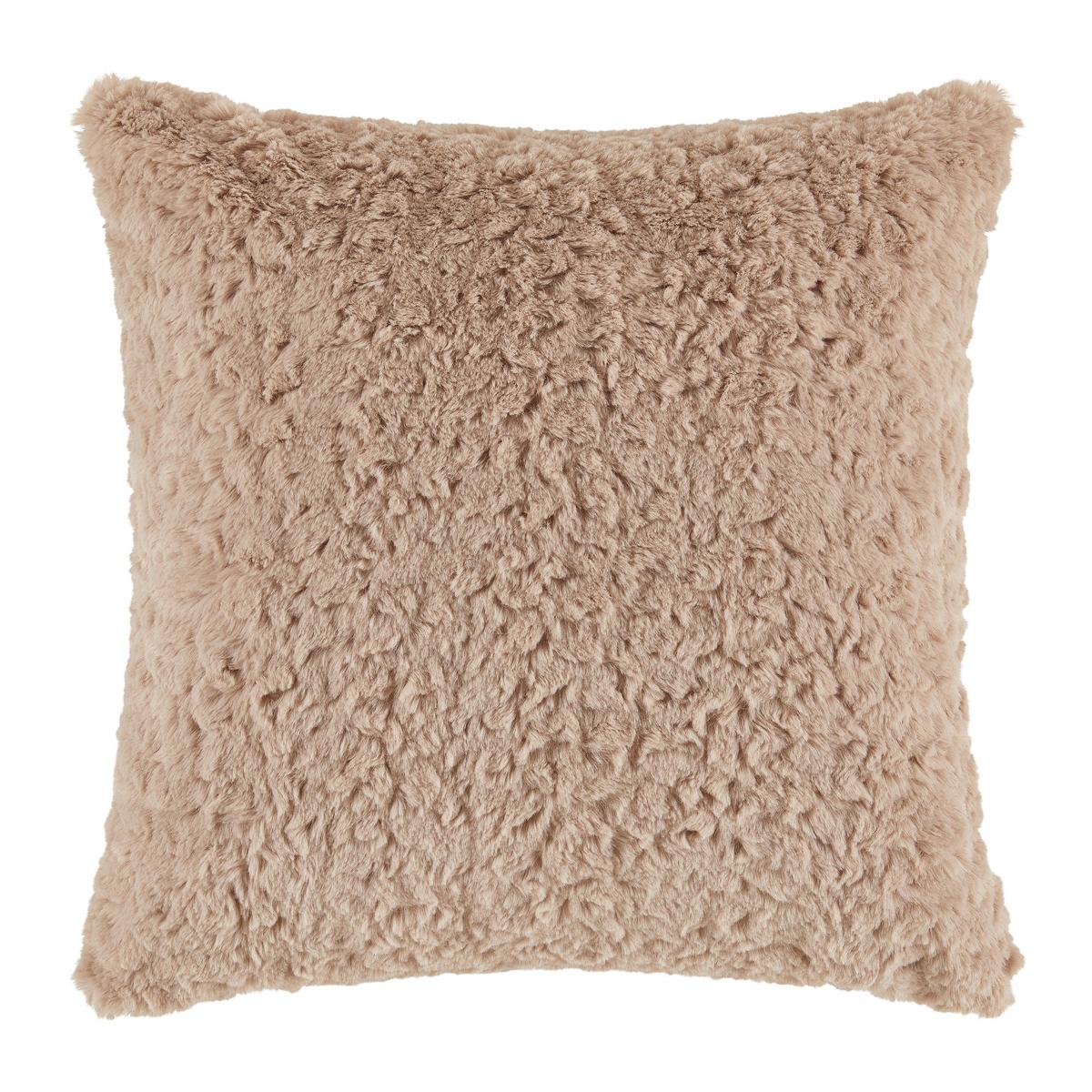 Fellkissen Rabbit Brushed Taupe - Hellbraun, Textil (45/45cm) - Modern Living