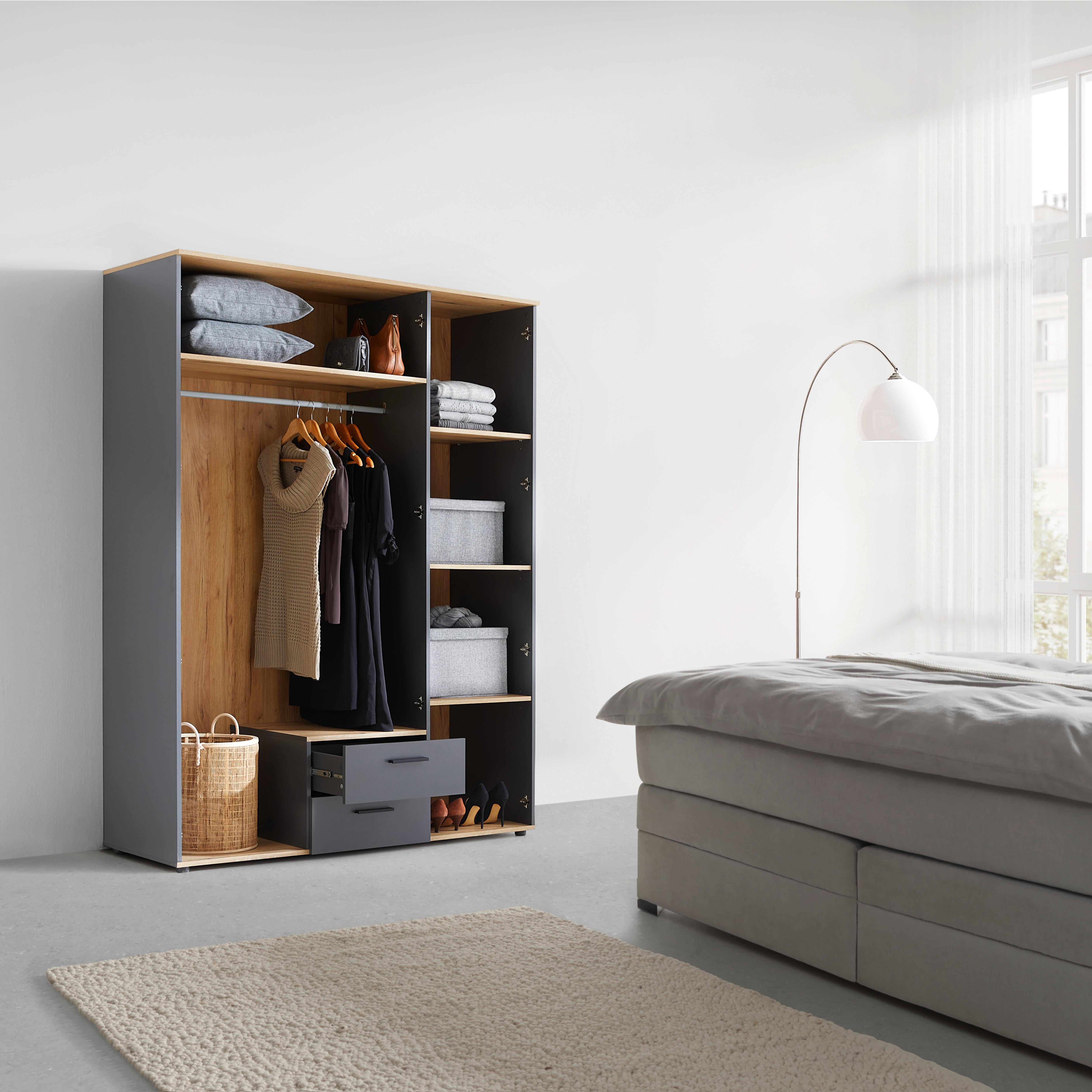 GARDEROB CADIX -EXKLUSIV- - svart/antracit, Klassisk, trämaterial/plast (150/200/55cm) - Mömax