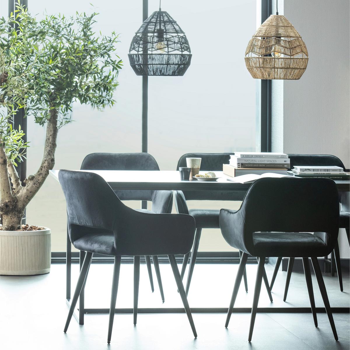 Armlehnstuhl-Set Jel Schwarz B: 60cm - Schwarz, MODERN, Textil/Metall (60/80/57cm) - Livetastic