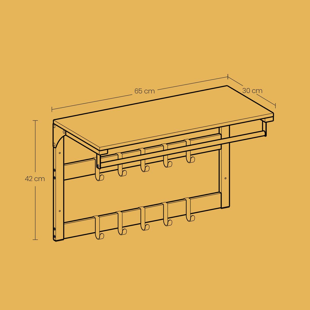WANDGARDEROBE COAT RACK - Schwarz/Weiß, MODERN, Holzwerkstoff (65/42/30cm) - MID.YOU