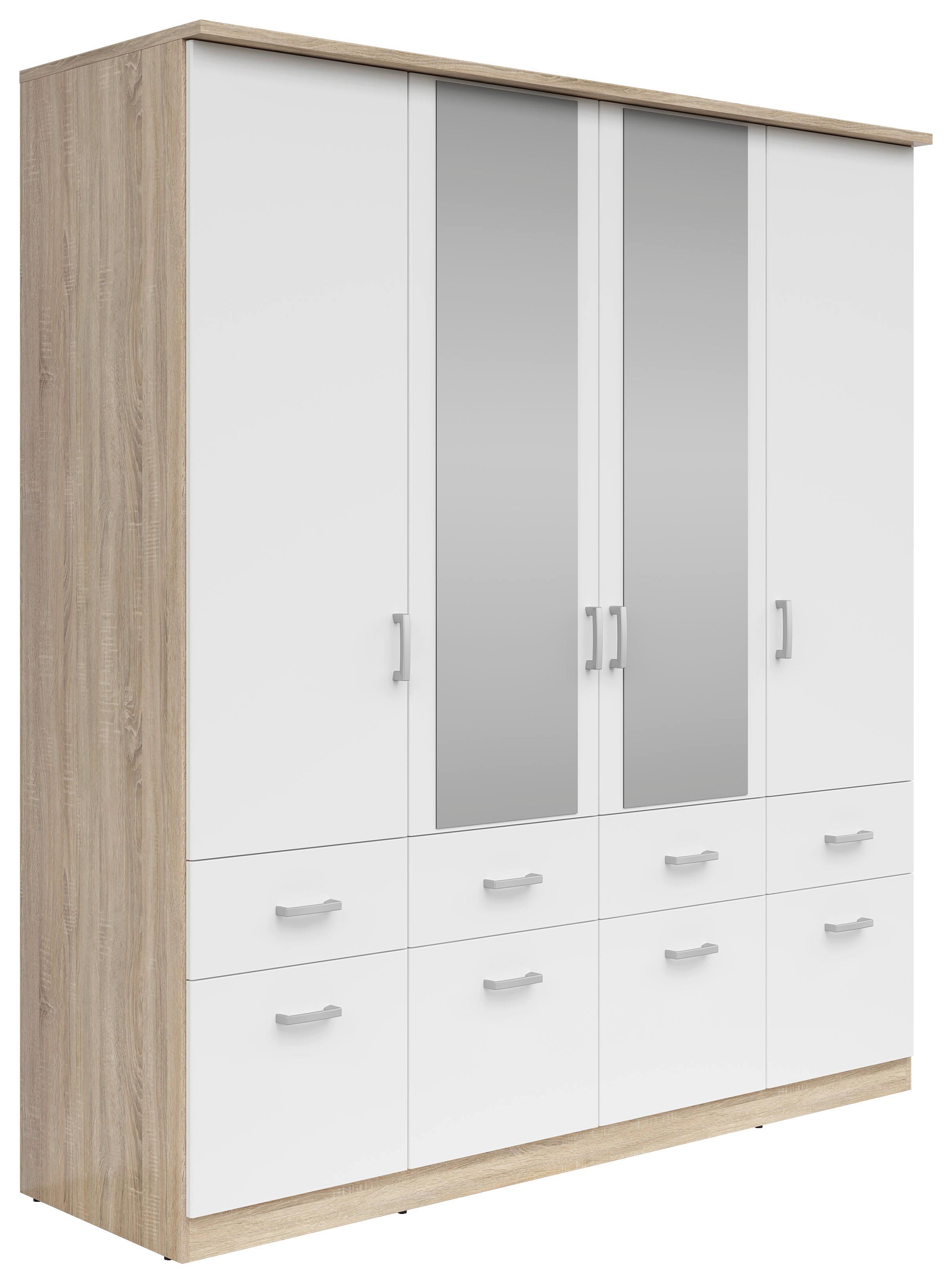 SZAFA NA UBRANIA BRANDO - kolor srebrny/biały, Konventionell, materiał drewnopochodny/tworzywo sztuczne (181/199/58cm) - Boxxx