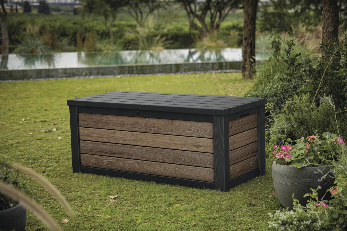 Kissenbox Anthrazit/Braun - Anthrazit/Braun, MODERN, Kunststoff (72/64/155cm) - Gardenson