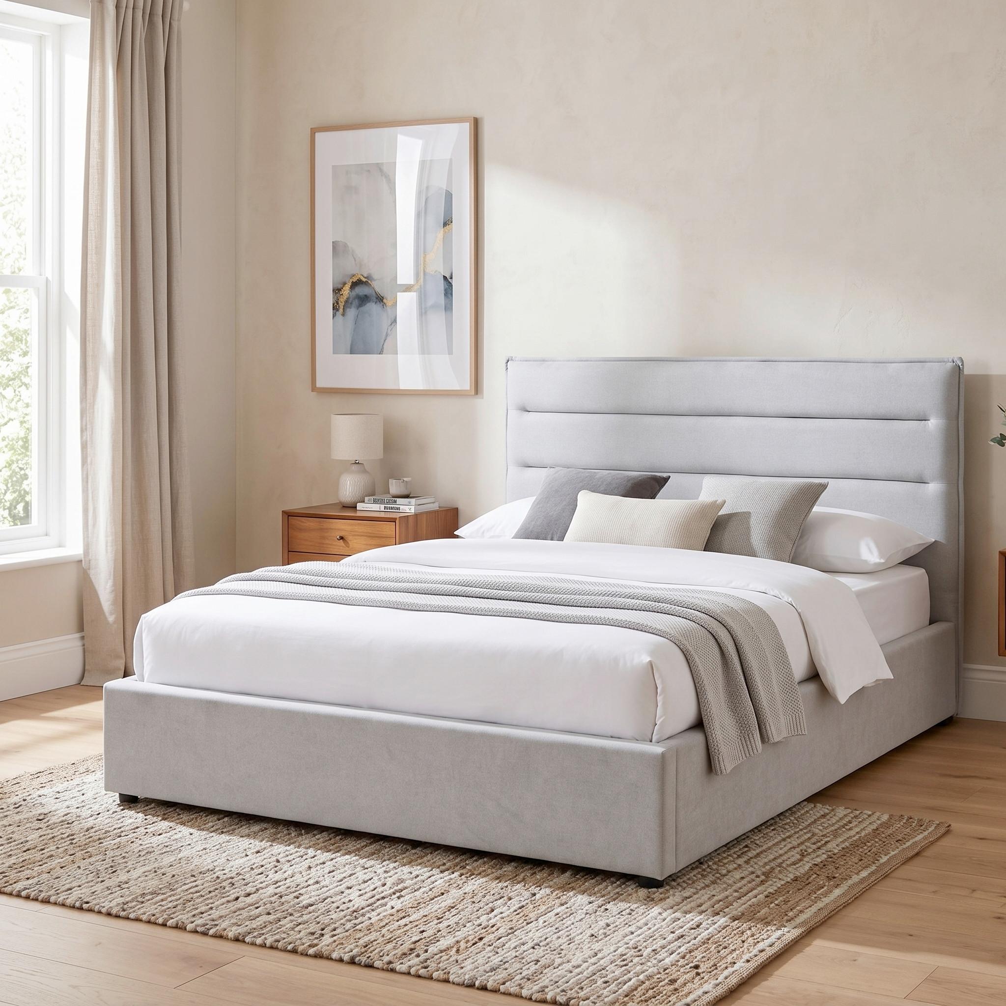 Tapacirani Krevet Sienna - prirodna boja/svetlosiva, Lajfstajl, drvo/metal (160/200cm) - Modern Living