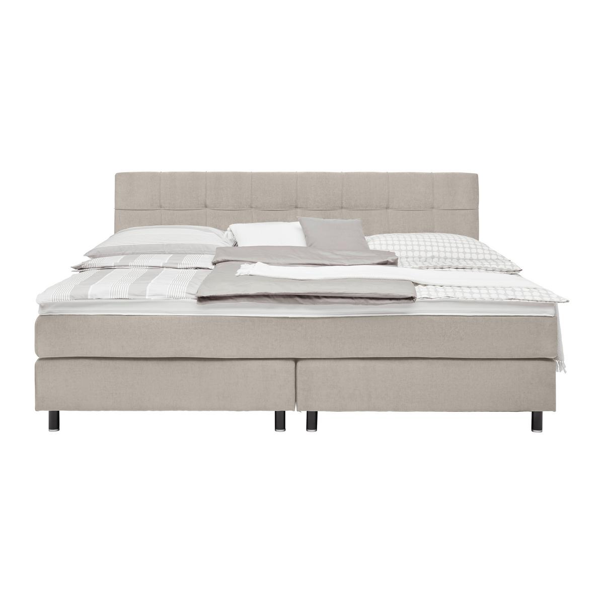 Boxspringbett Primo Taupe ca. 220x200cm - Taupe, KONVENTIONELL, Holz/Holzwerkstoff (220/200cm) - Premium Living