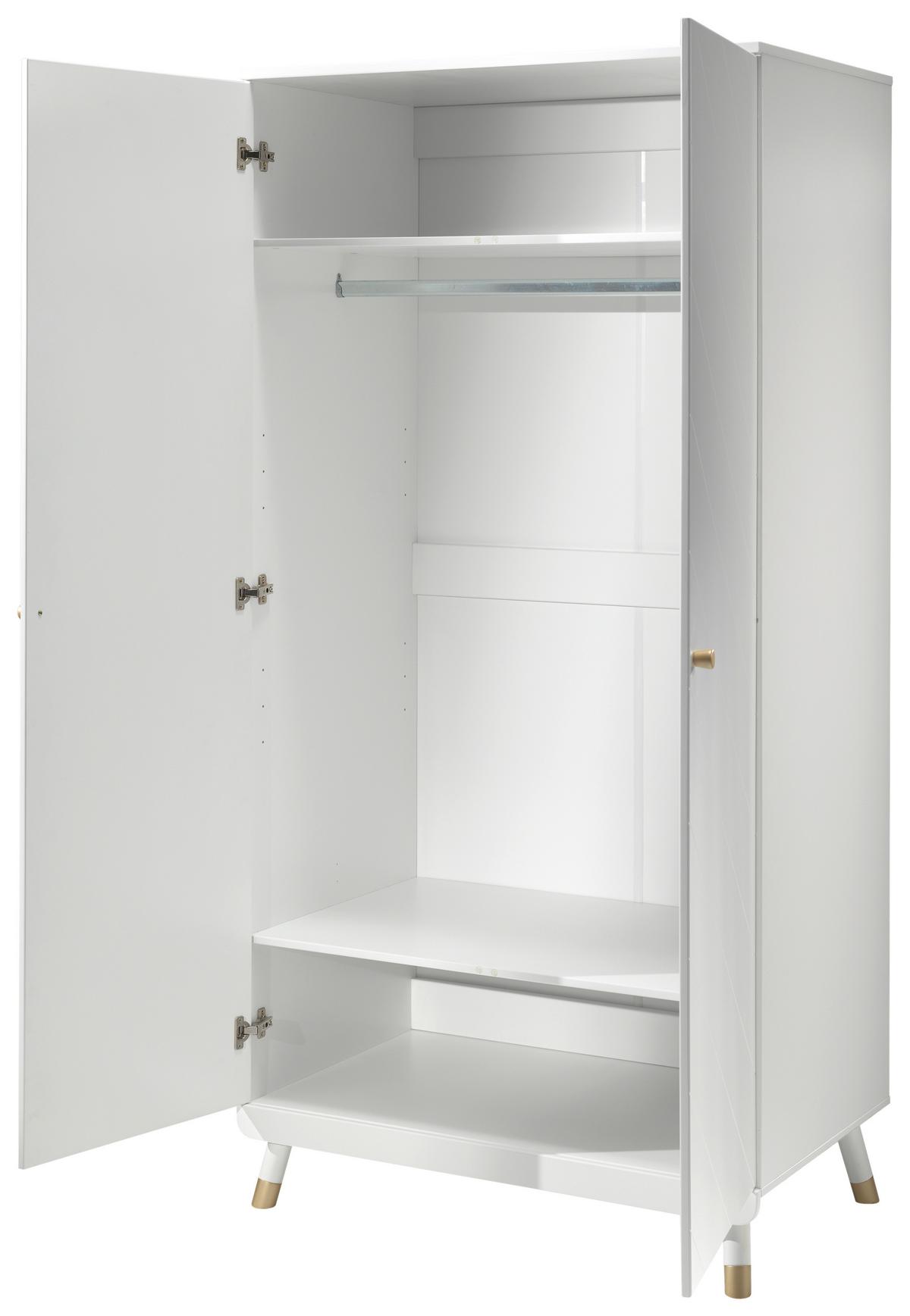 Drehtürenschrank Billy ca. 100x200 cm Weiß - Goldfarben/Weiß, MODERN, Holzwerkstoff/Kunststoff (100/200/59cm) - Vipack