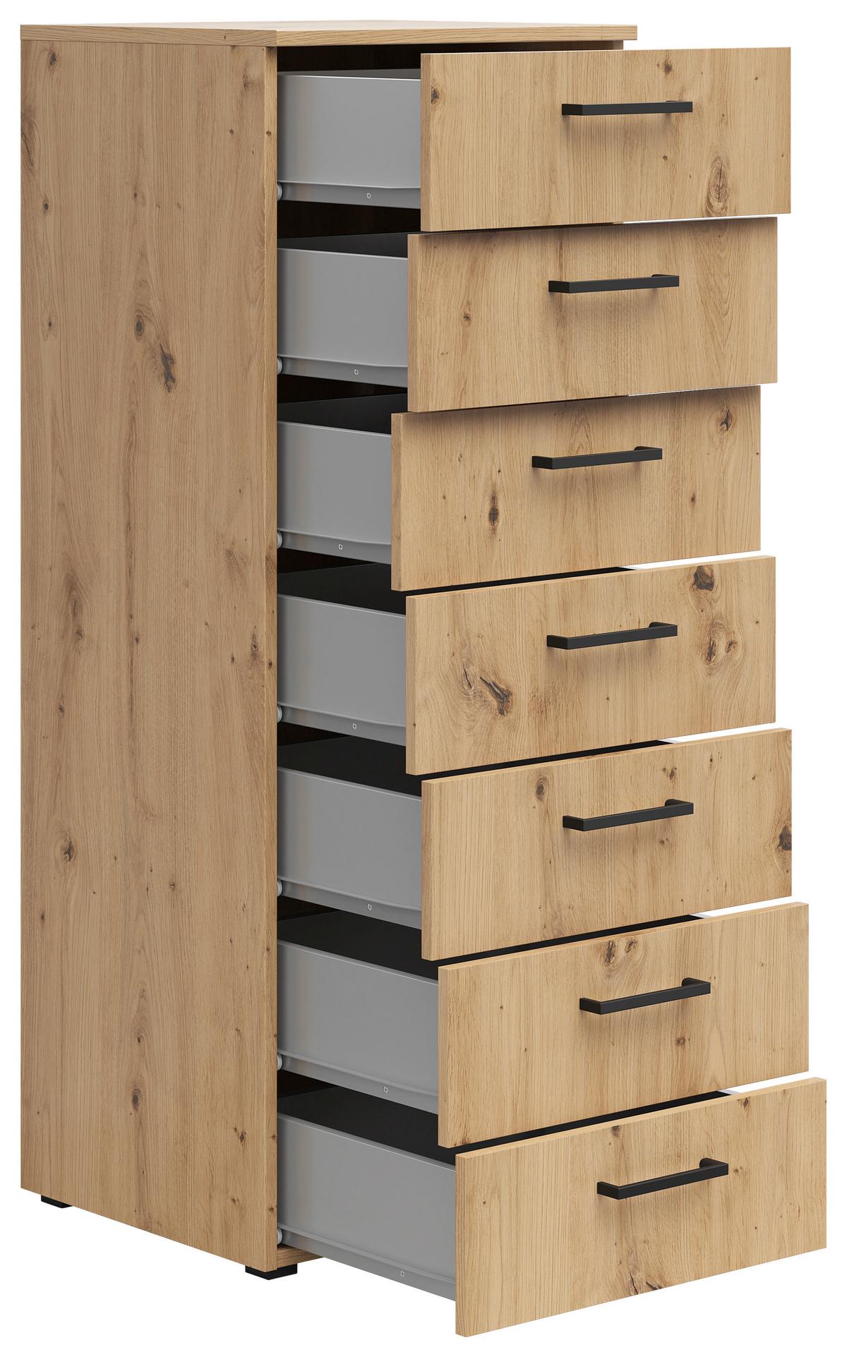 Kommode Multistauraum Eiche Artisan - Anthrazit/Schwarz, Modern, Holzwerkstoff/Kunststoff (45/115/40cm) - Premium Living