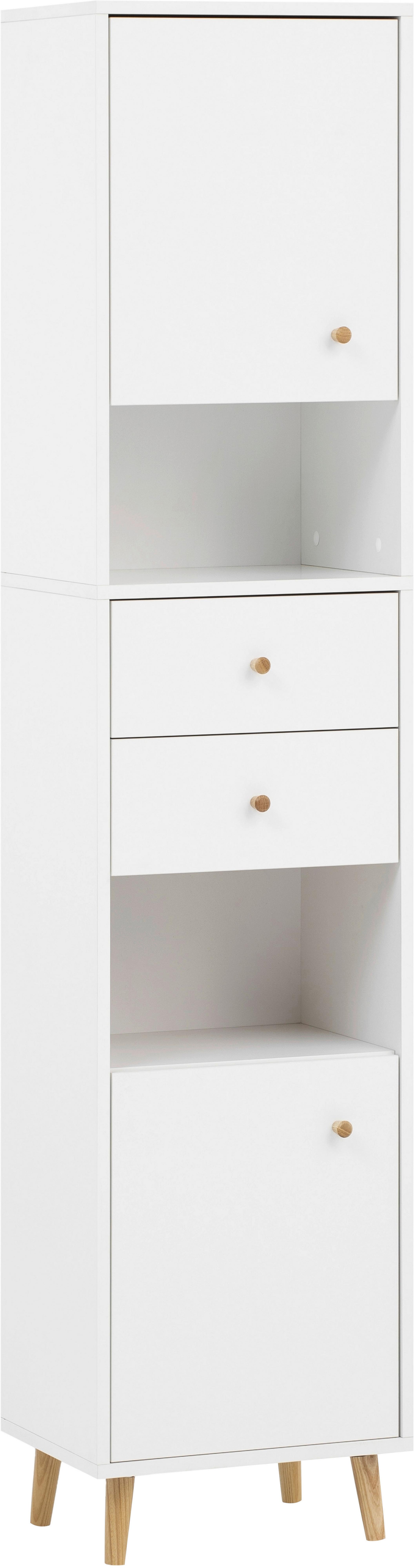 Visoka Omara Bjarne, Bela - barve jesena/barve hrasta, Moderno, leseni material/les (40,3/180,6/33,1cm) - Stylife