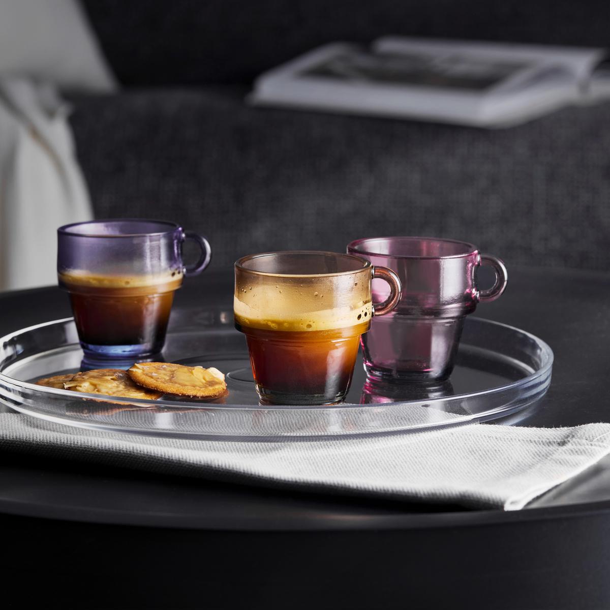 Set Kozarcev Za Espreso Ria - lila/svetlo rjava, Konvencionalno, steklo (8/6.5cm)