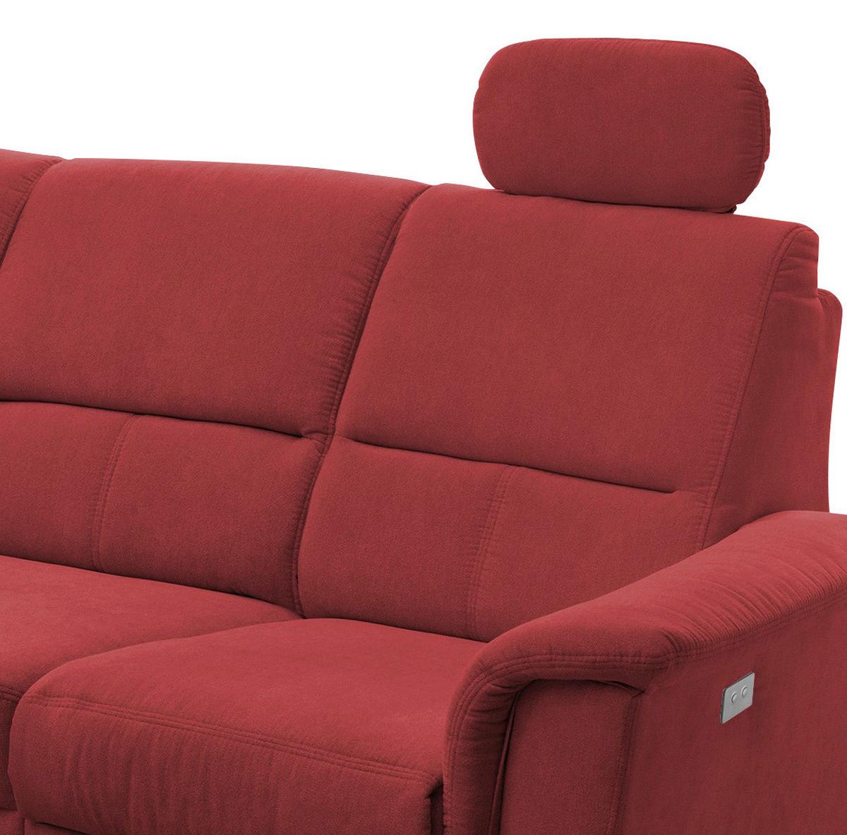 Ecksofa Parole Rot USB Anschluss Mikrof. - Chromfarben/Rot, MODERN, Textil/Metall (165/231cm) - Livetastic