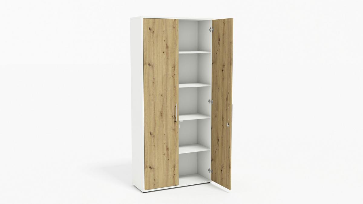 AKTENSCHRANK OFFICE EDITION - SW SET 4 - Eiche Artisan/Weiß, MODERN, Holzwerkstoff (128,5/185,6/33cm) - MID.YOU