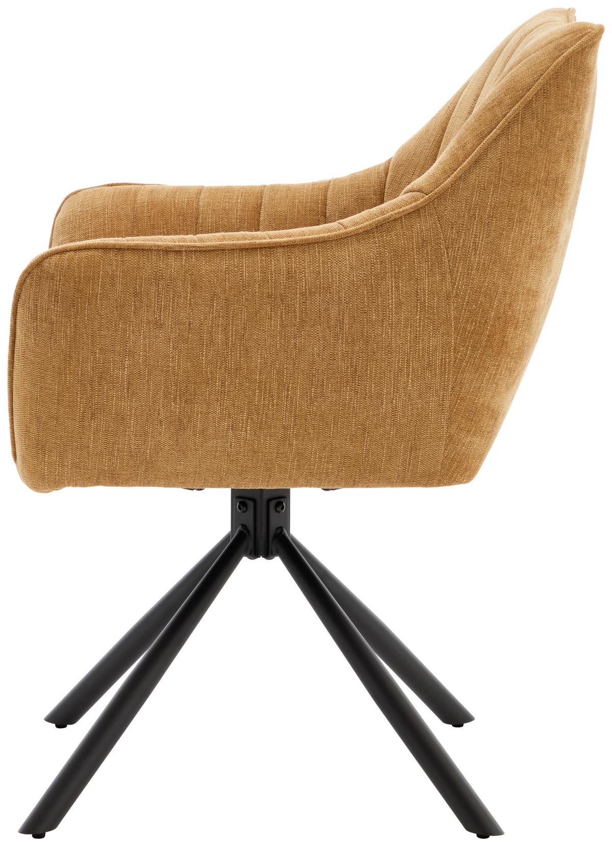 Armlehnstuhl Trient Senfgelb - Currygelb/Senfgelb, MODERN, Textil/Metall (63/88/62cm) - Premium Living