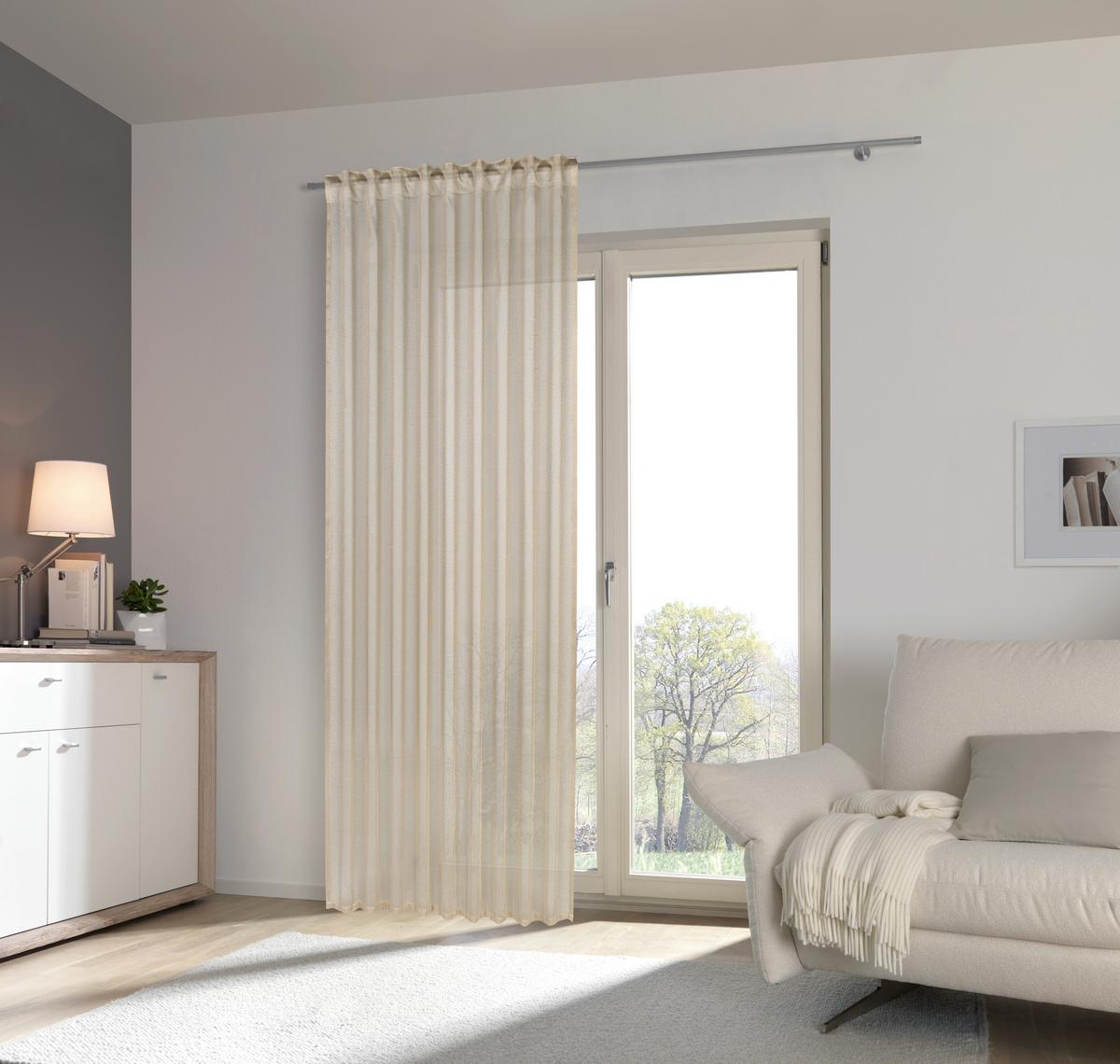 ZASŁONA GOTOWA ALLURE - beżowy, Basics, tkanina (140/245cm) - Esposa