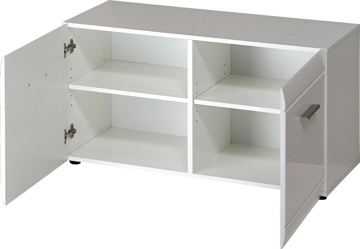 SIEDZISKO DO PRZEDPOKOJU ADANA - kolor srebrny/biały, Design, materiał drewnopochodny/tworzywo sztuczne (95,9/50,2/38,8cm) - Carryhome