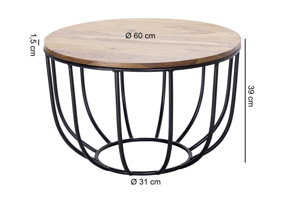 COUCHTISCH Sheeshamfarben - Sheeshamfarben/Schwarz, Design, Holz/Metall (60/60/39cm) - MID.YOU