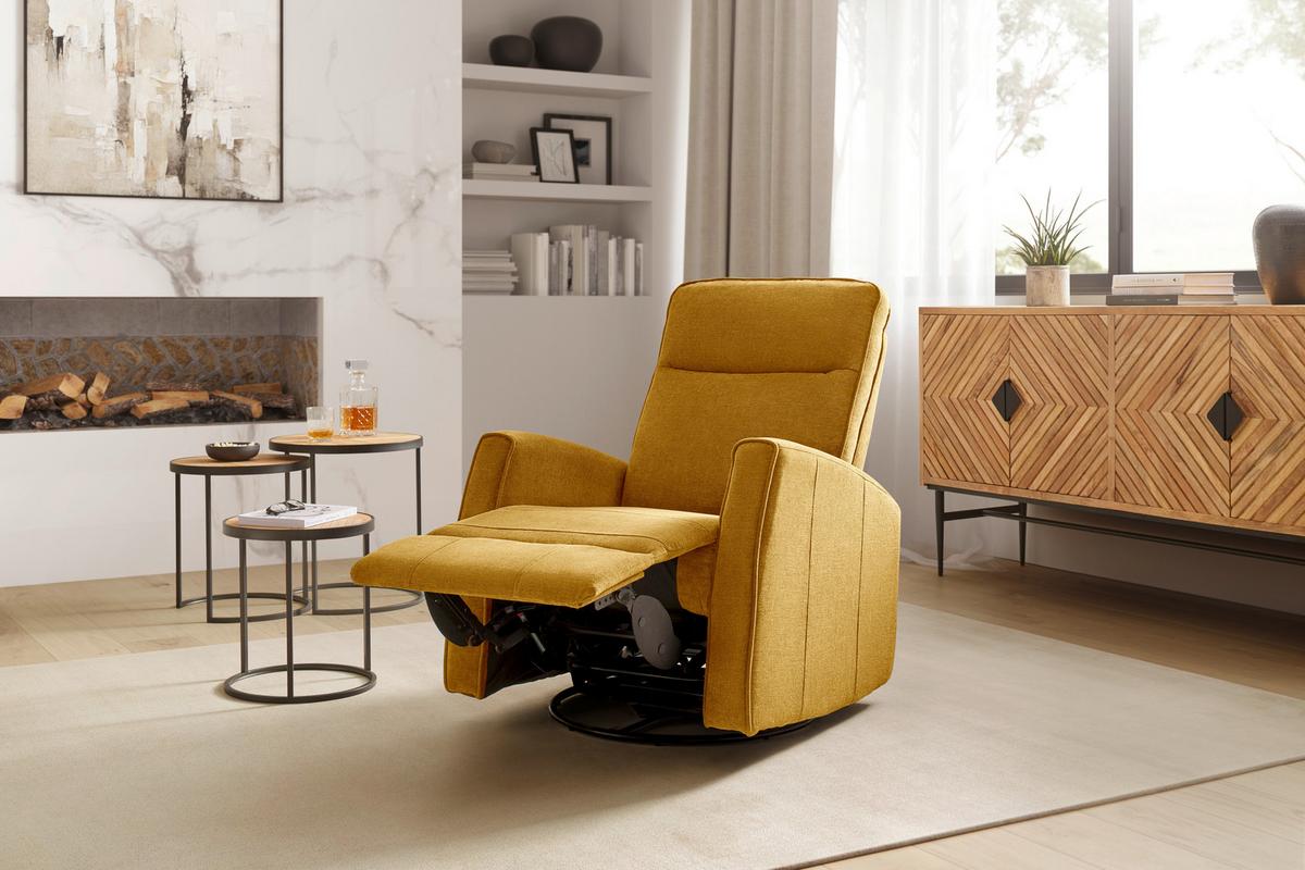 Relax Fotel Melinda - sárga/currysárga, Modern, textil/fém (76/103/93cm) - Mömax