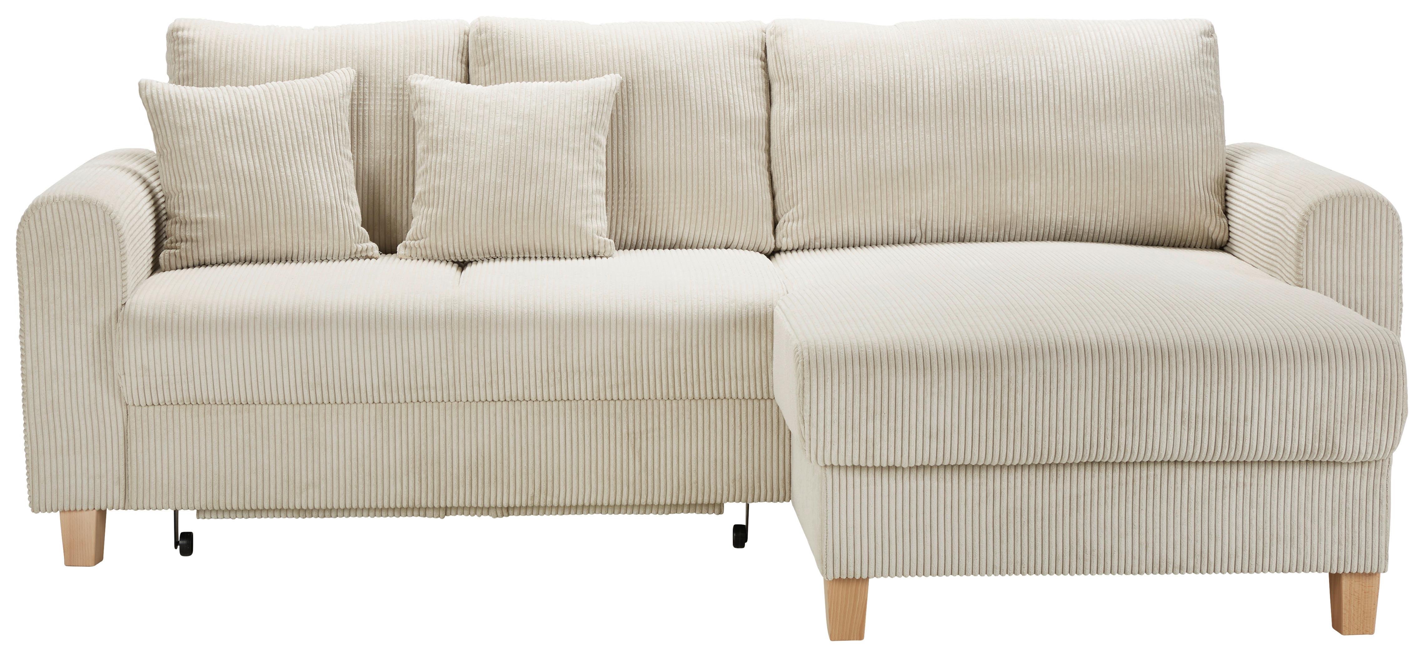 Ecksofa Beige - Hellbraun/Beige, Modern, Holz/Textil (232/156cm) - Mömax