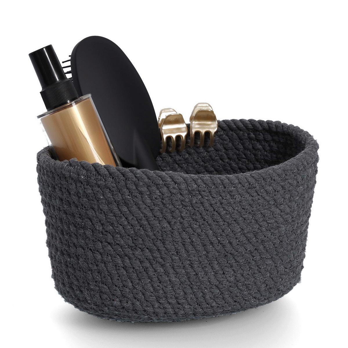 Korbset Dunkelgrau, 3er-Set - Dunkelgrau, Basics, Textil (24/17/13cm)