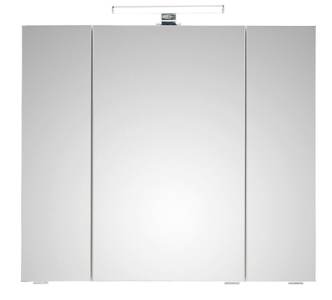 Tükrös Szekrény Luga - krómszínű/tölgyfa színű, Modern, faalapú anyag/Üveg (80/70/16cm)
