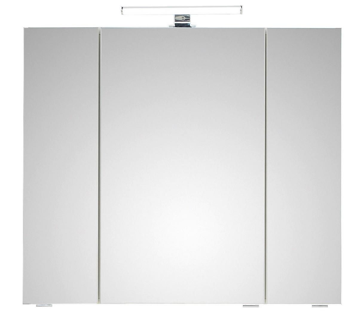 Tükrös Szekrény Luga - krómszínű/tölgyfa színű, Modern, faalapú anyag/Üveg (80/70/16cm)