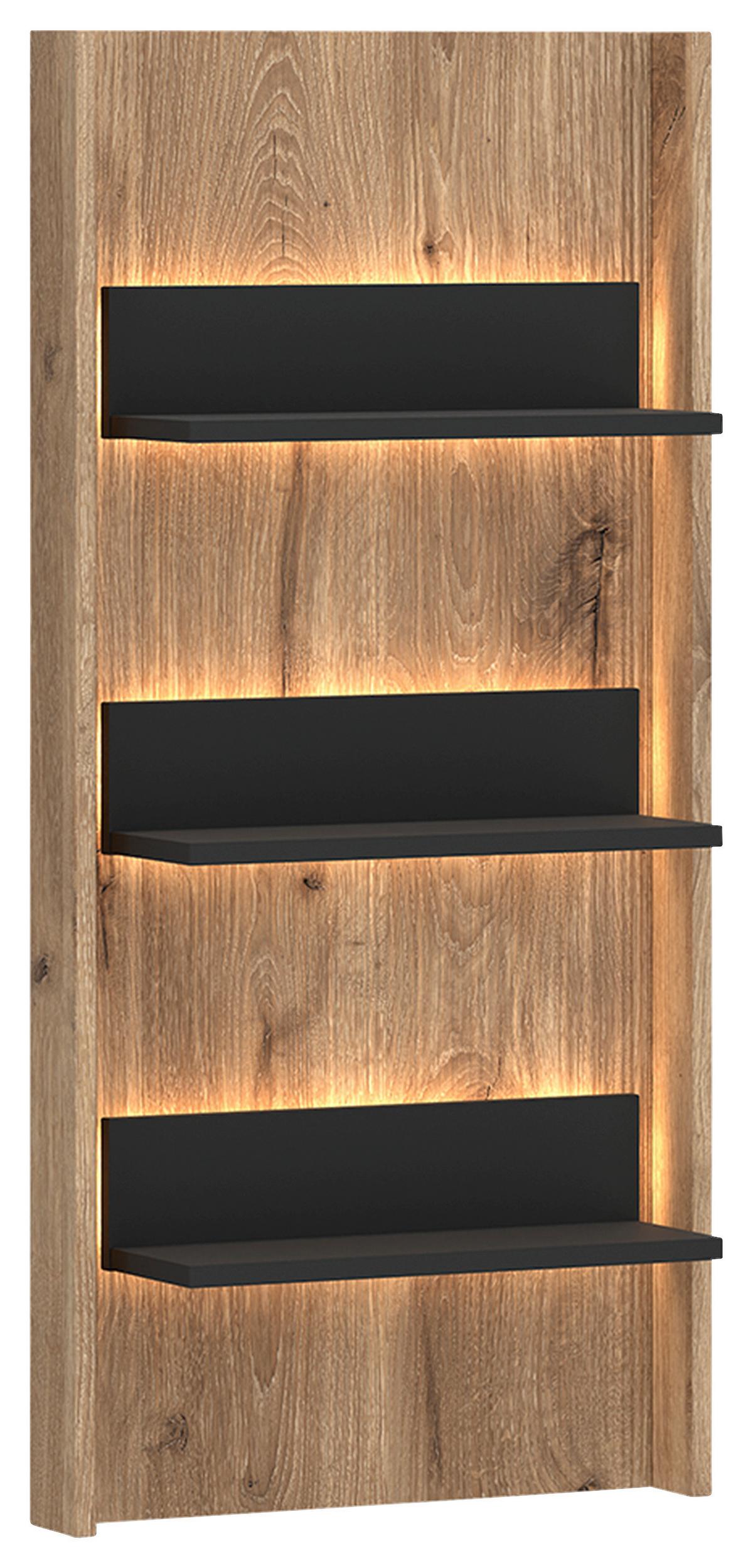 Panou de perete PARDOO - culoare lemn stejar/antracit, Trend, material pe bază de lemn (50/108/20,1cm) - Modern Living