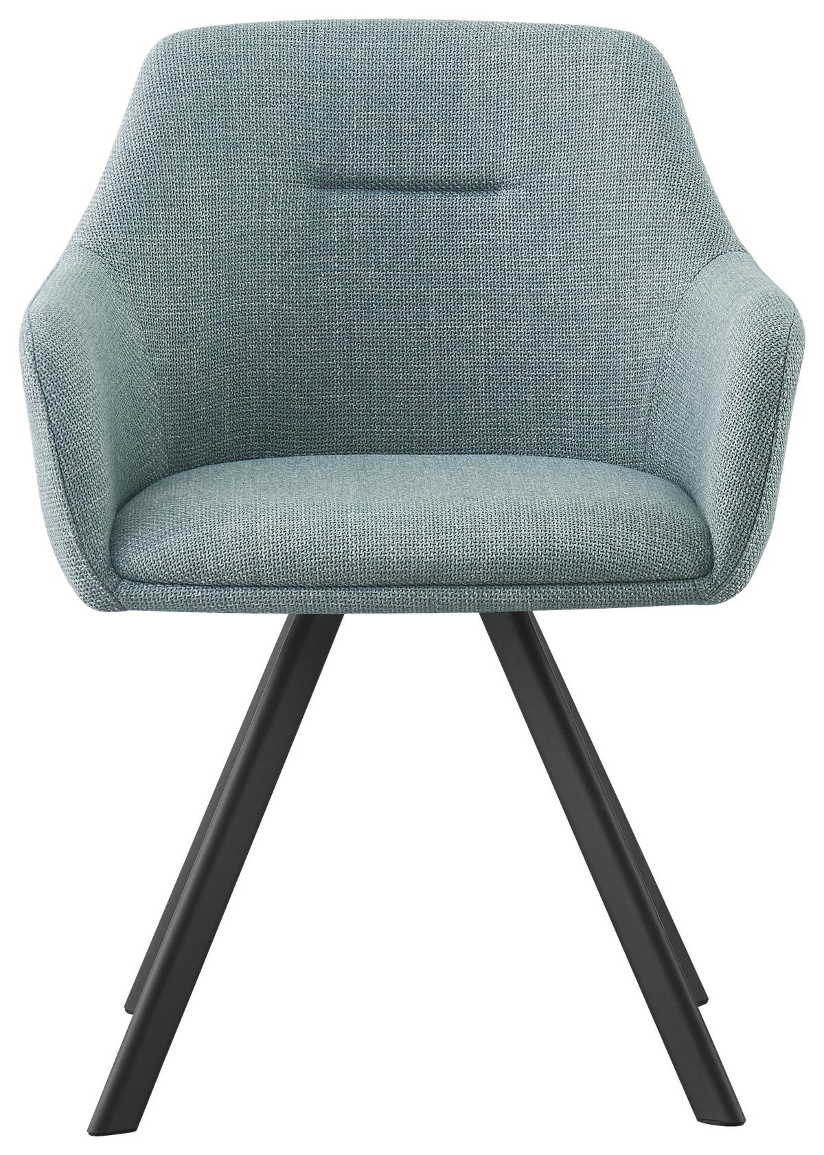 KRZESŁO Z PODŁOKIETNIKAMI MARKO -HOM IN EXKLUSIV- - czarny/jadeitowa zieleń, Design, metal/tkanina (58,5/78,5/60cm) - Hom`in