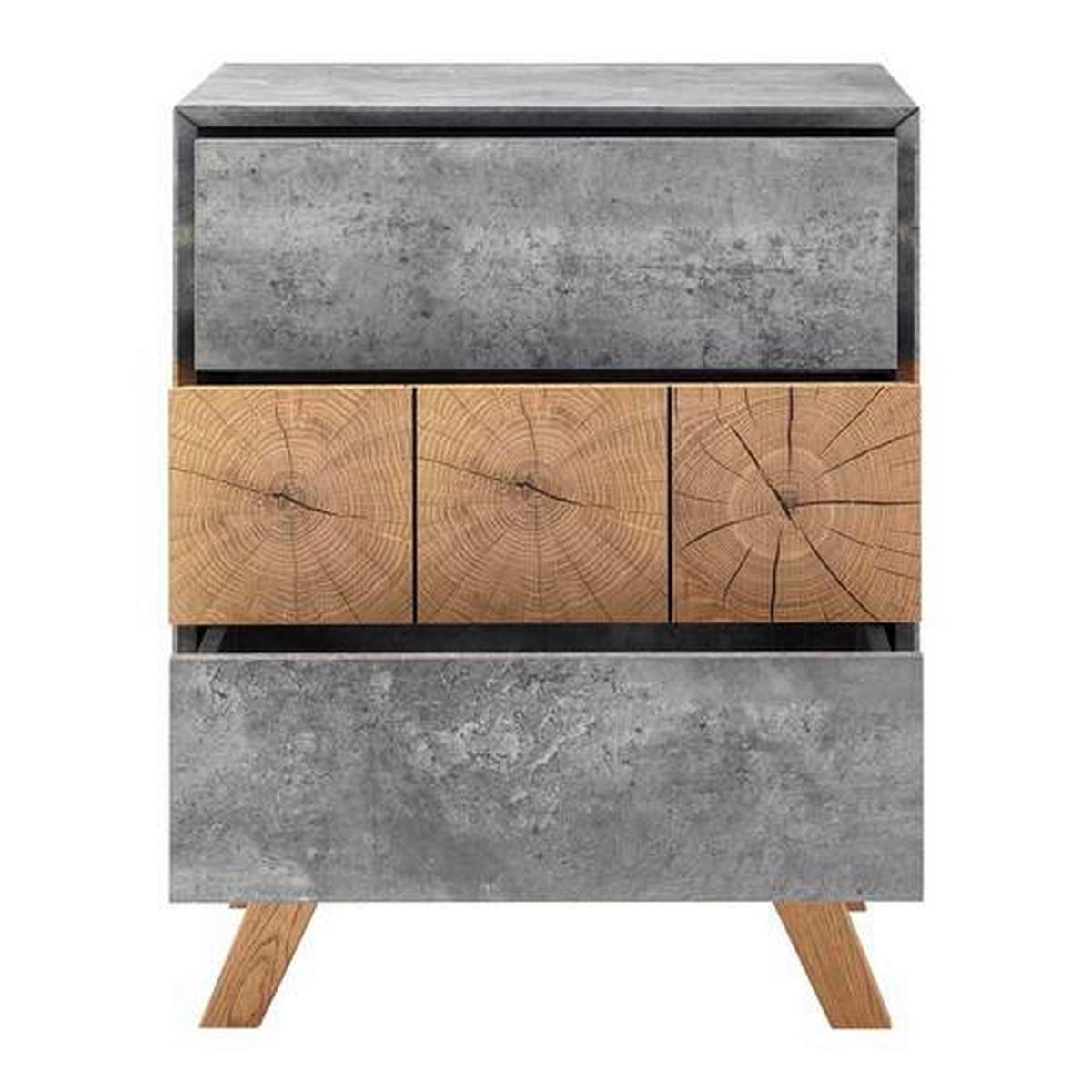 Nachttisch Casper Grau/Eichefarben Echtholz/MDF - Eichefarben/Grau, MODERN, Holz (60/75/40cm) - Bessagi Home