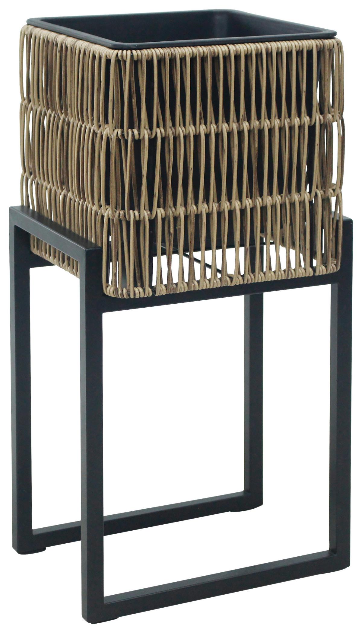 Übertopf-Set Flora Braun/Schwarz, 2er Set - Schwarz/Braun, Kunststoff/Metall - Mömax
