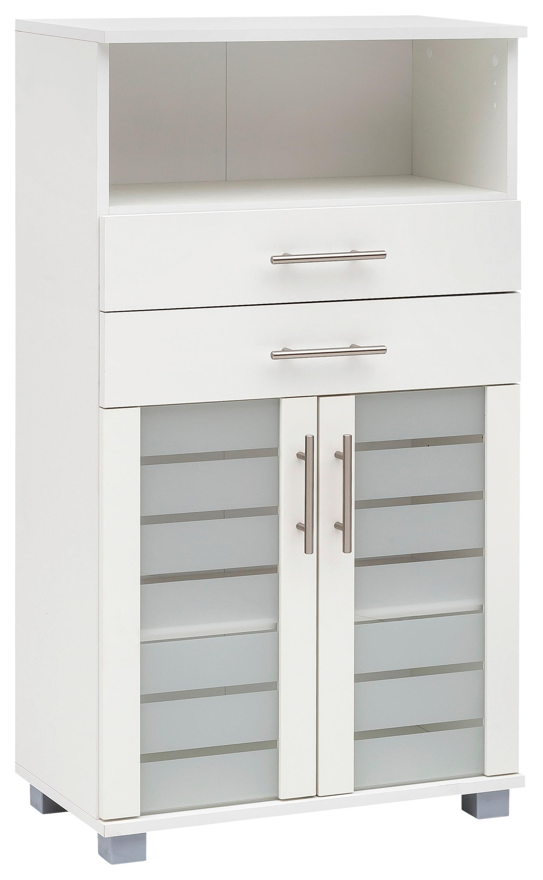 Midischrank Niko Weiß - Edelstahlfarben/Silberfarben, MODERN, Glas/Holzwerkstoff (59,8/110,5/32,6cm) - MID.YOU