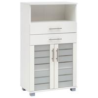 Midischrank Niko Weiß - Edelstahlfarben/Silberfarben, MODERN, Glas/Holzwerkstoff (59,8/110,5/32,6cm) - MID.YOU